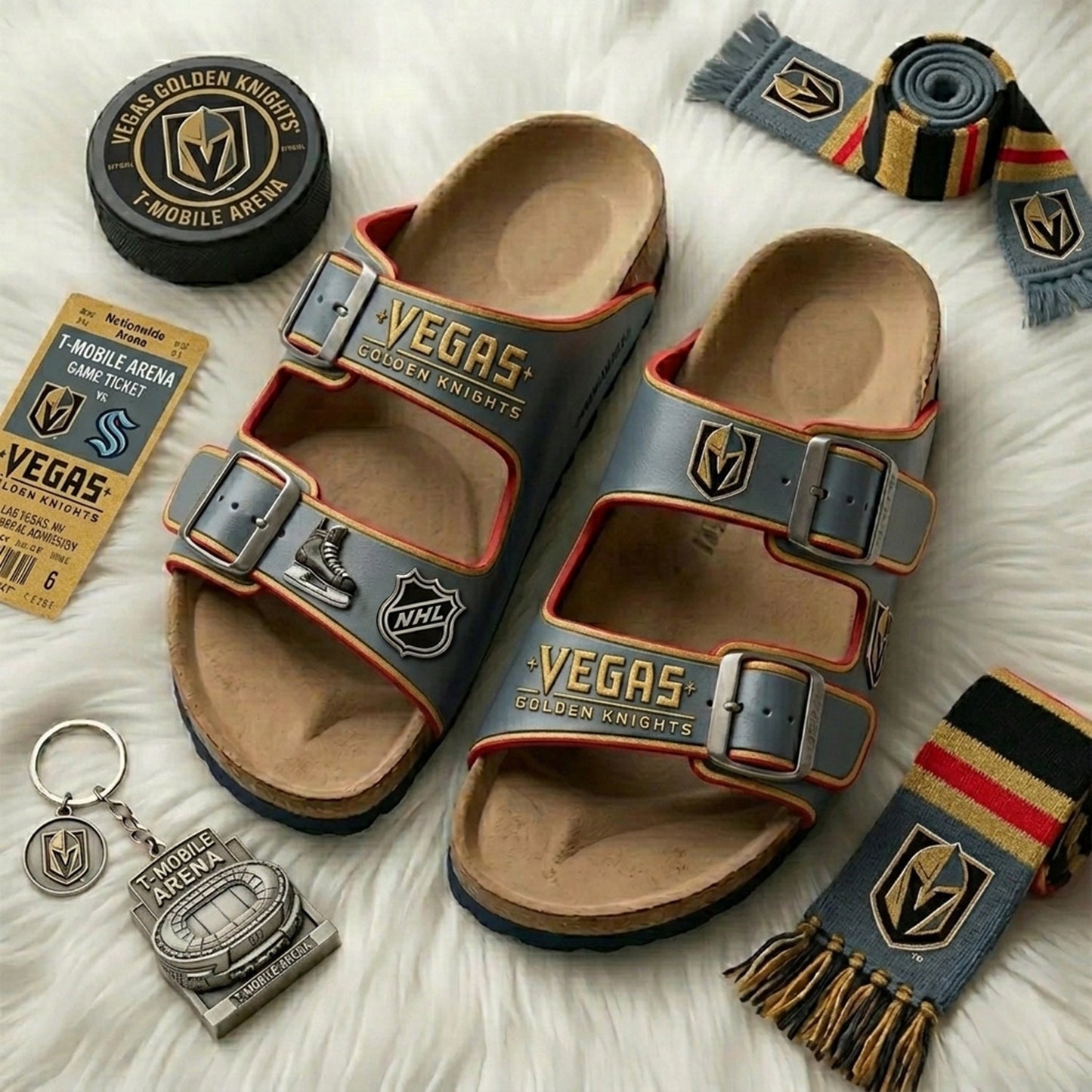 PREMIUM NHL X VGK Birken-Inspired Double-Strap Sandals For Summer Holiday V3 NDT NHM 180526