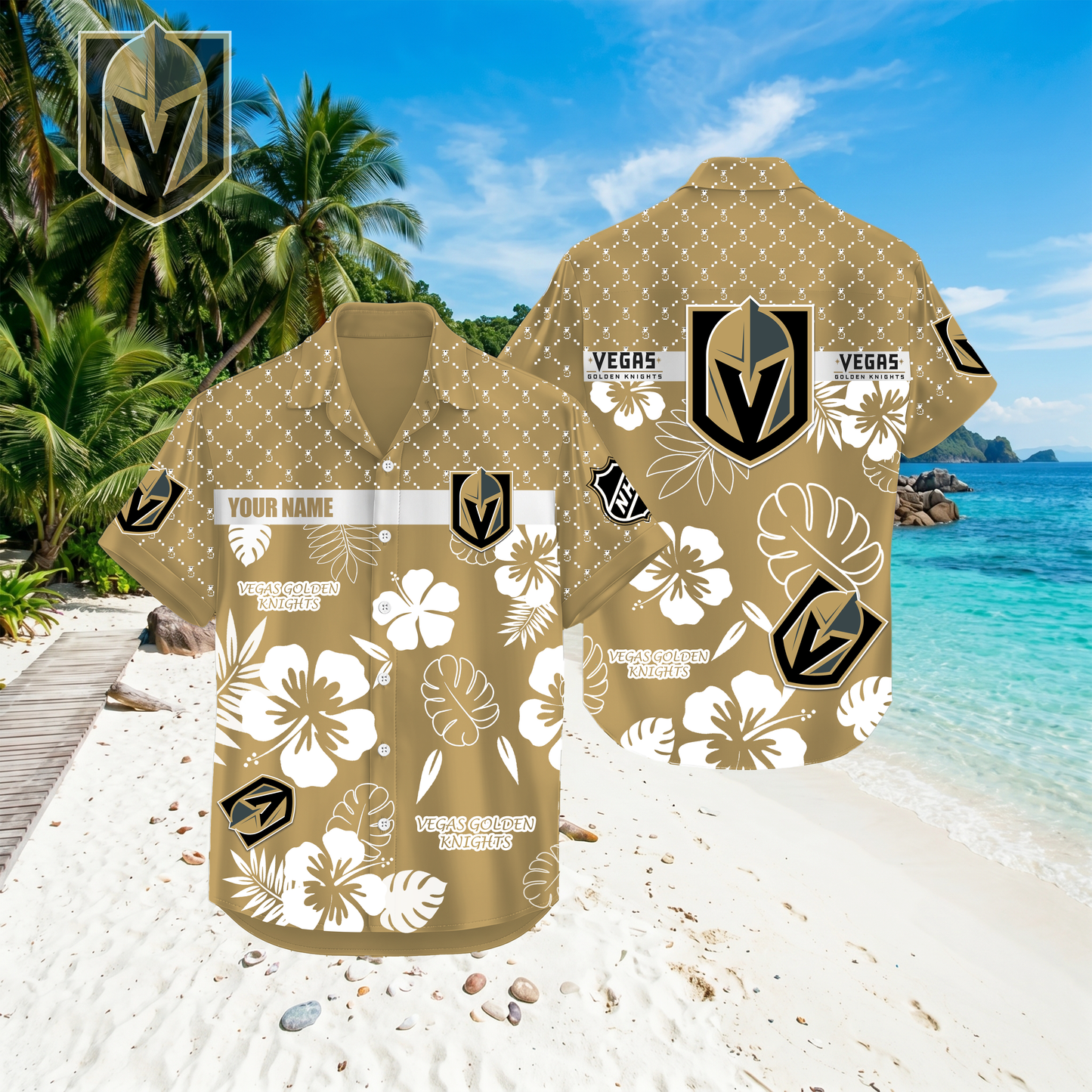 PREMIUM NHL X VGK Hawaiian Shirt Custom Name For Summer Holiday NDT VHM 270426