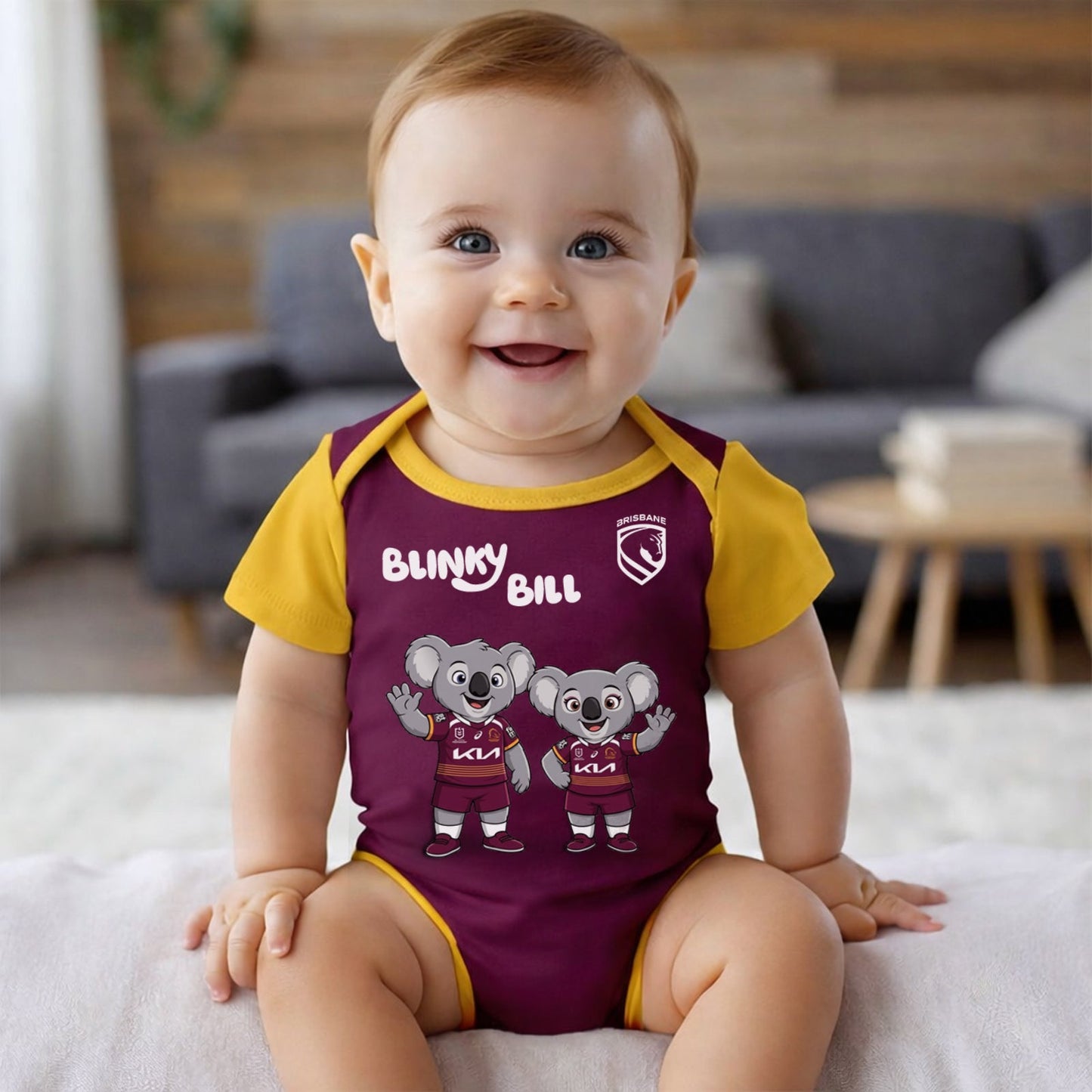 PREMIUM NRL X BB BLINKY BILL Baby Romper Custom Name For Kids NDT LVH 130426 1