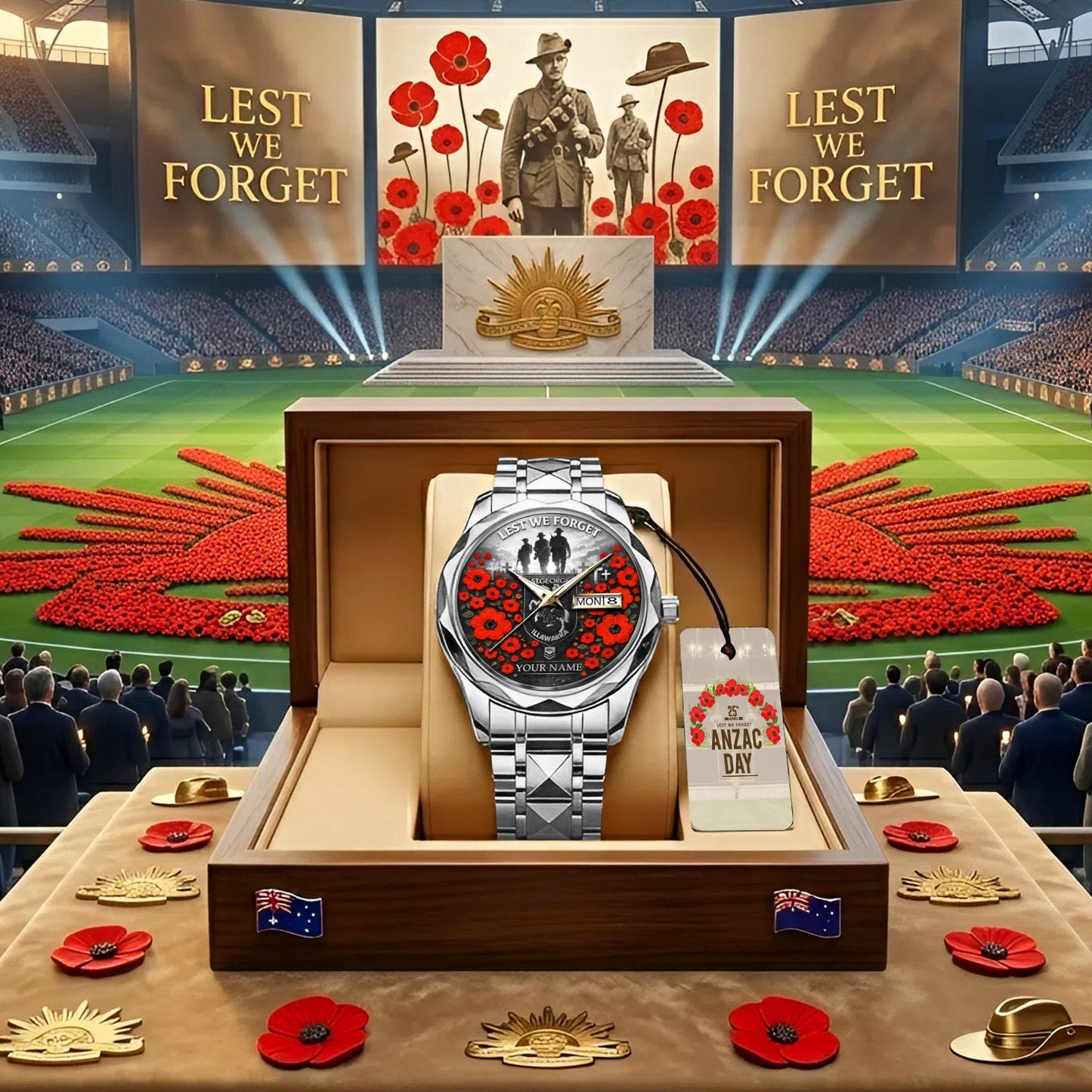 PREMIUM NRL X DAR ANNIVERSARY 111TH ANZAC Alloy Luxury Quartz Watch Limited Edition NDT NHM 310326