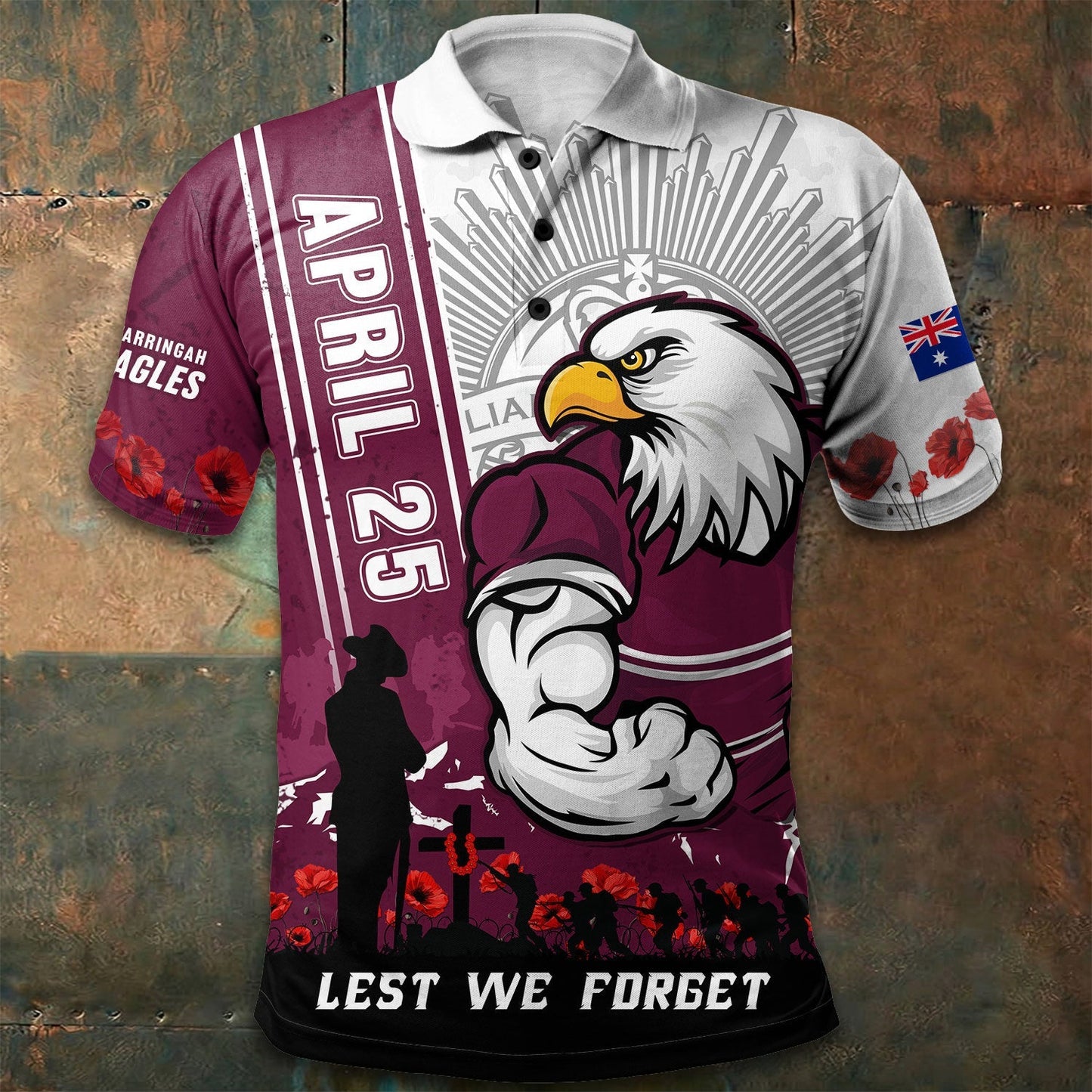 PREMIUM NRL X MSE Polo Shirt Anzac Day Lest We Forget Strong Fighting NDT LVH