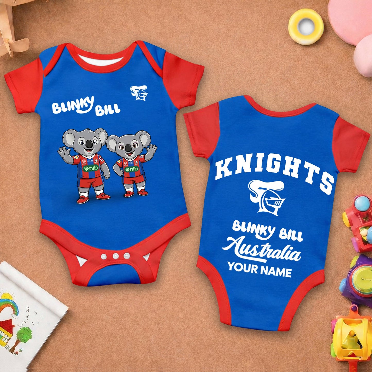 PREMIUM NRL X NK BLINKY BILL Baby Romper Custom Name For Kids NDT LVH 130426 1