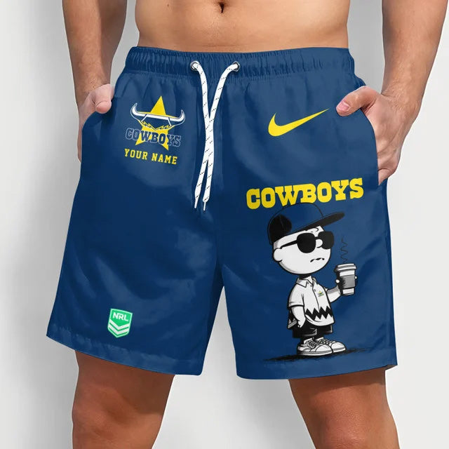 PREMIUM NRL X NQC Cool Snoopy Men Short Pants Custom  Name  For Summer NDT NTN