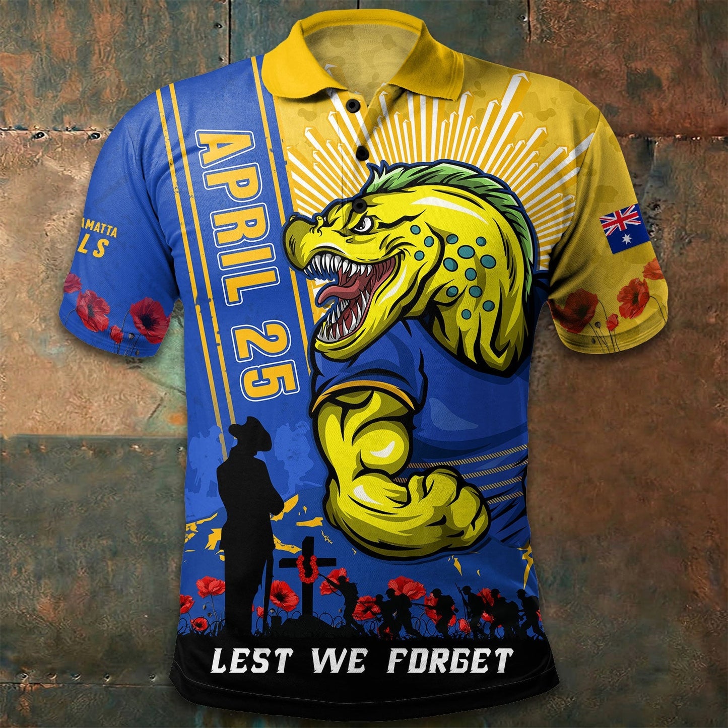 PREMIUM NRL X PE Polo Shirt Anzac Day Lest We Forget Strong Fighting NDT LVH