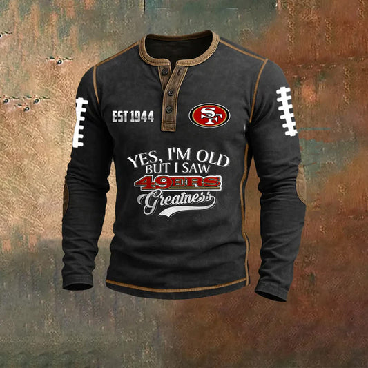 PREMIUM SF X NFL LONG SLEEVE HENLEY SHIRT NDT NHM