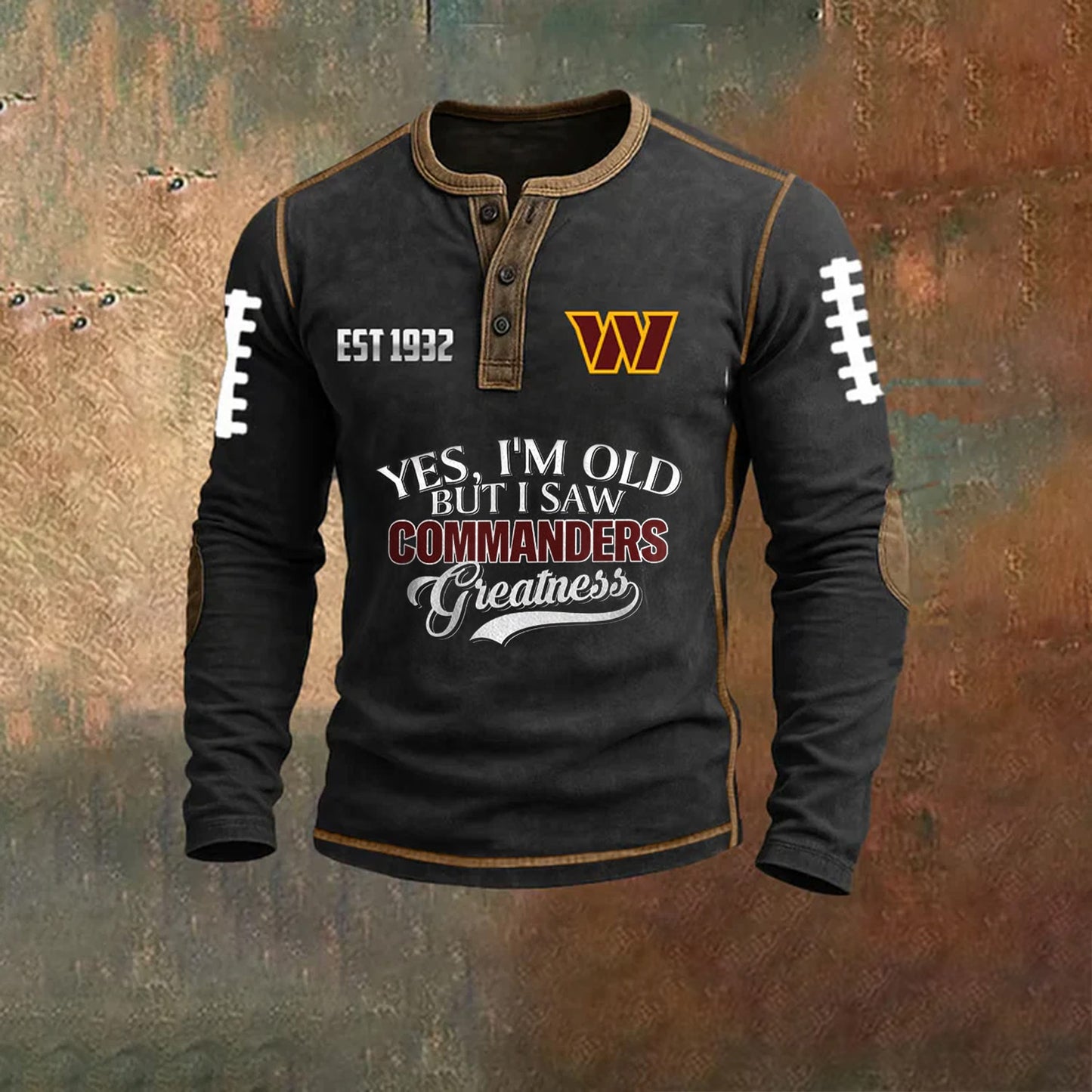 PREMIUM WAS X NFL LONG SLEEVE HENLEY SHIRT NDT NHM