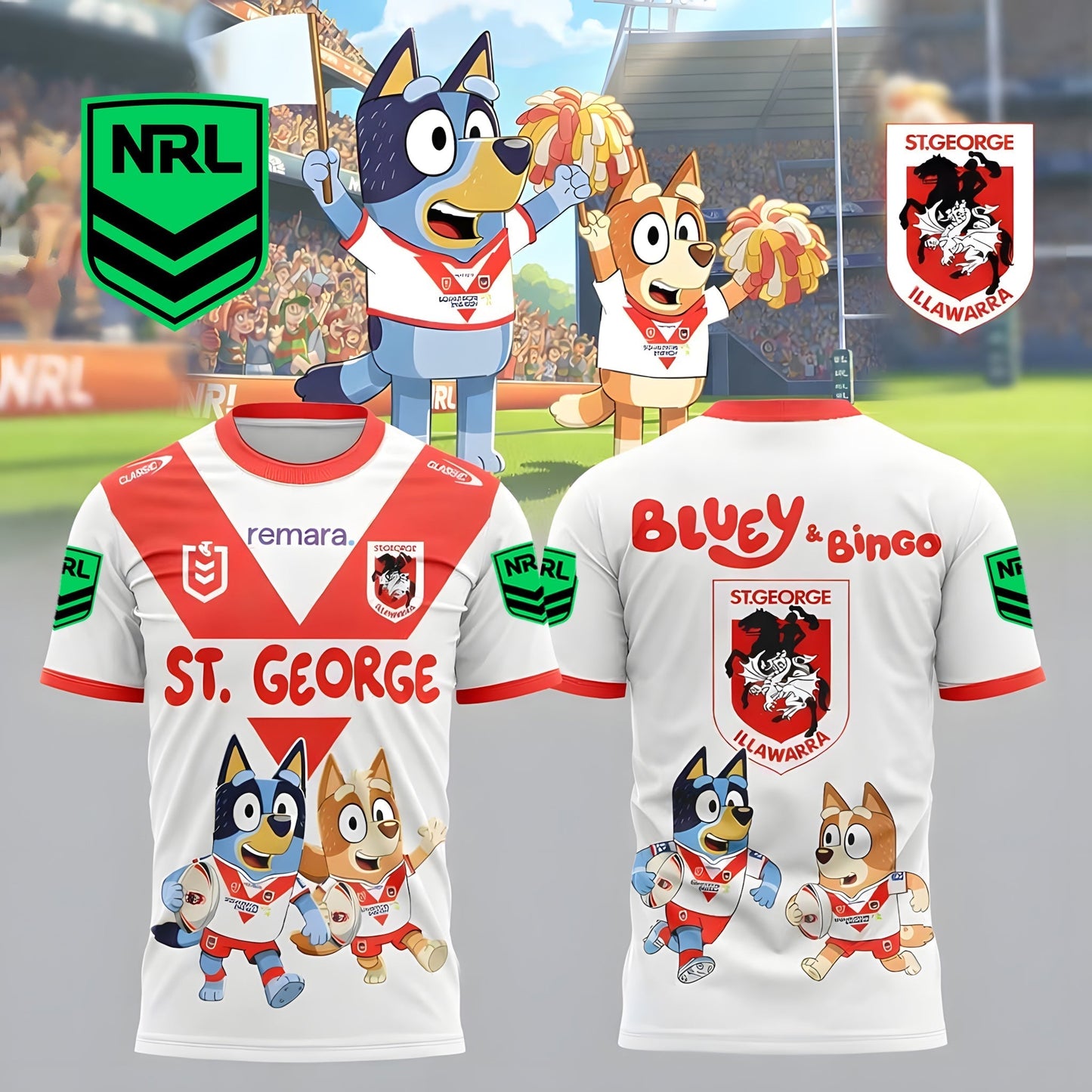 PREMIUM NRL X SID Bluey & Bingo POLO SHIRT ƒ?? Limited 2026 NDT LVH