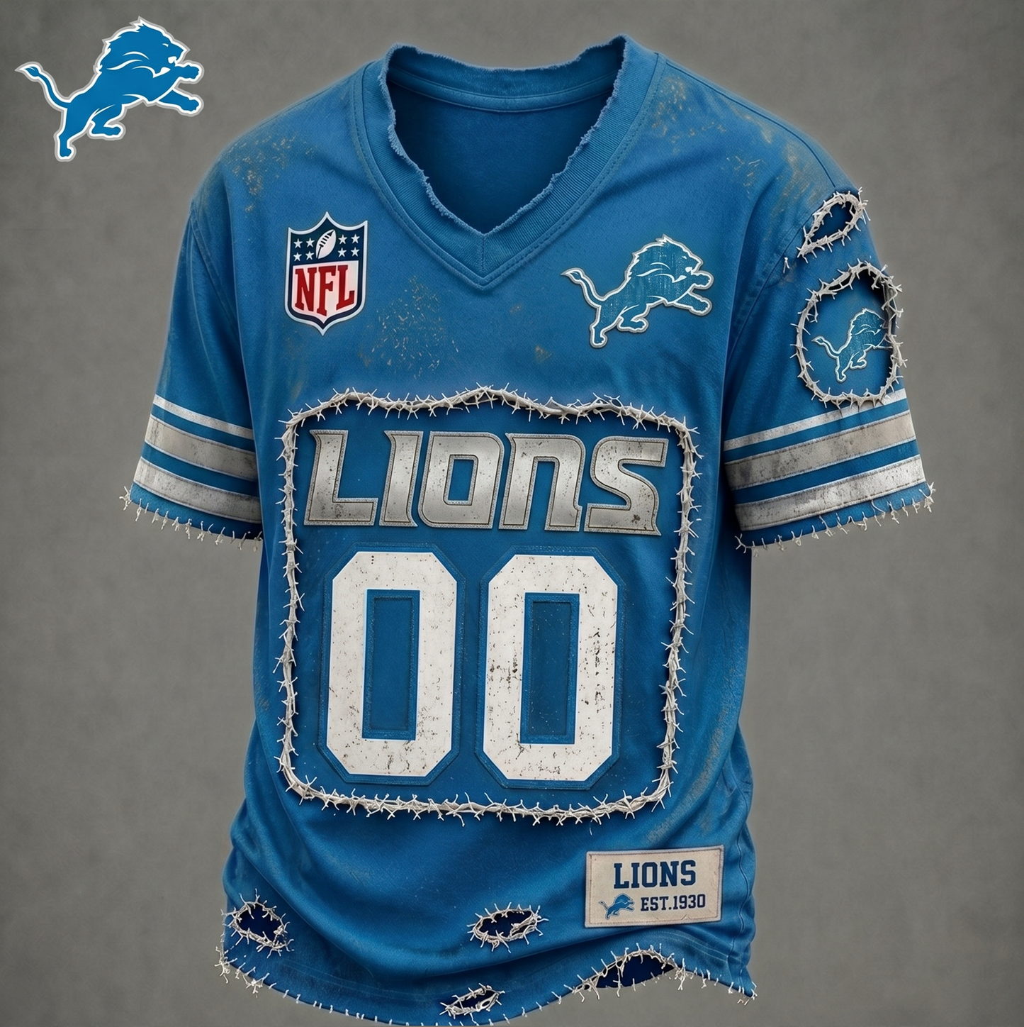 PREMIUM NFL X DET LUXURY V-NECK T-SHIRT CUSTOME NUMBER FOR SEASON SUMMER NDT VHM 200626