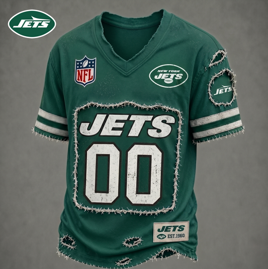 PREMIUM NFL X NYJ LUXURY V-NECK T-SHIRT CUSTOME NUMBER FOR SEASON SUMMER NDT VHM 200626