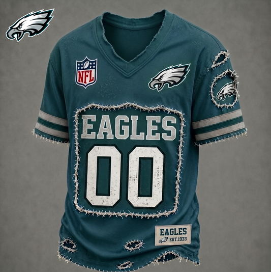 PREMIUM NFL X PE LUXURY V-NECK T-SHIRT CUSTOME NUMBER FOR SEASON SUMMER NDT VHM 200626