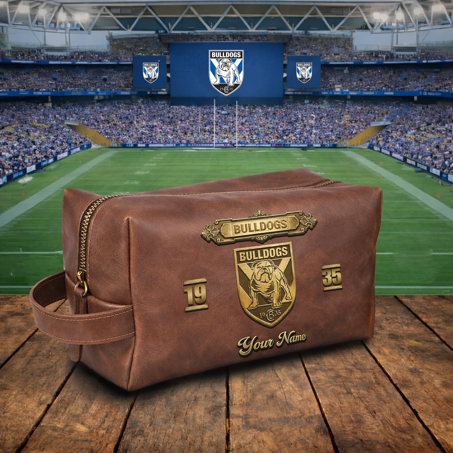PREMIUM NRL  X CBB 3D EMBOSSED LEATHER TOILETRY BAG Limited Edition NDT VHM