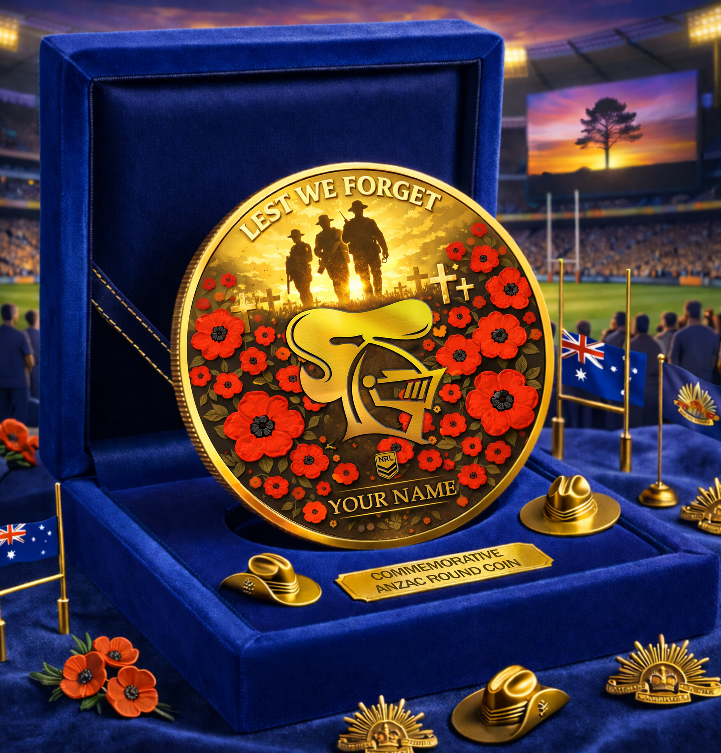 PREMIUM NRL X NK Anzac Day 2026 Commemorative Coin Custom Name Limited Edition NDT VHM 160326