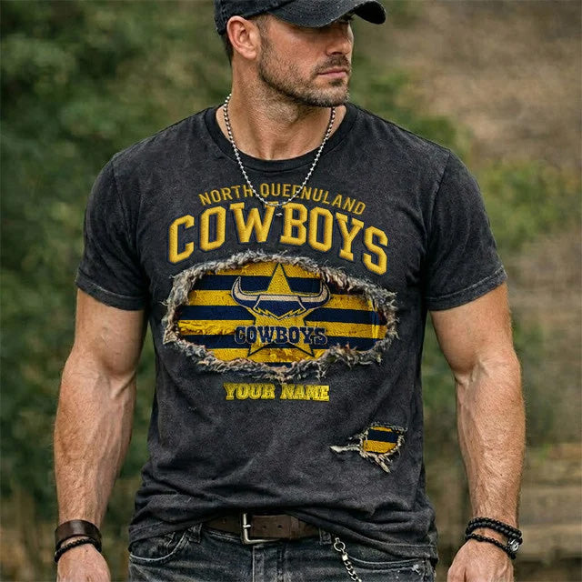 PREMIUM NRL X NQC Black Vintage Washed T-shirt NDT NTN 040426