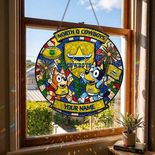 PREMIUM NRL X NQC Bluey Suncatcher Custom  Name  Limited Edition NDT NTN 230426