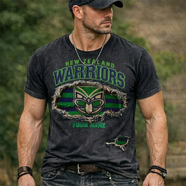 PREMIUM NRL X NZW Black Vintage Washed T-shirt NDT NTN 040426