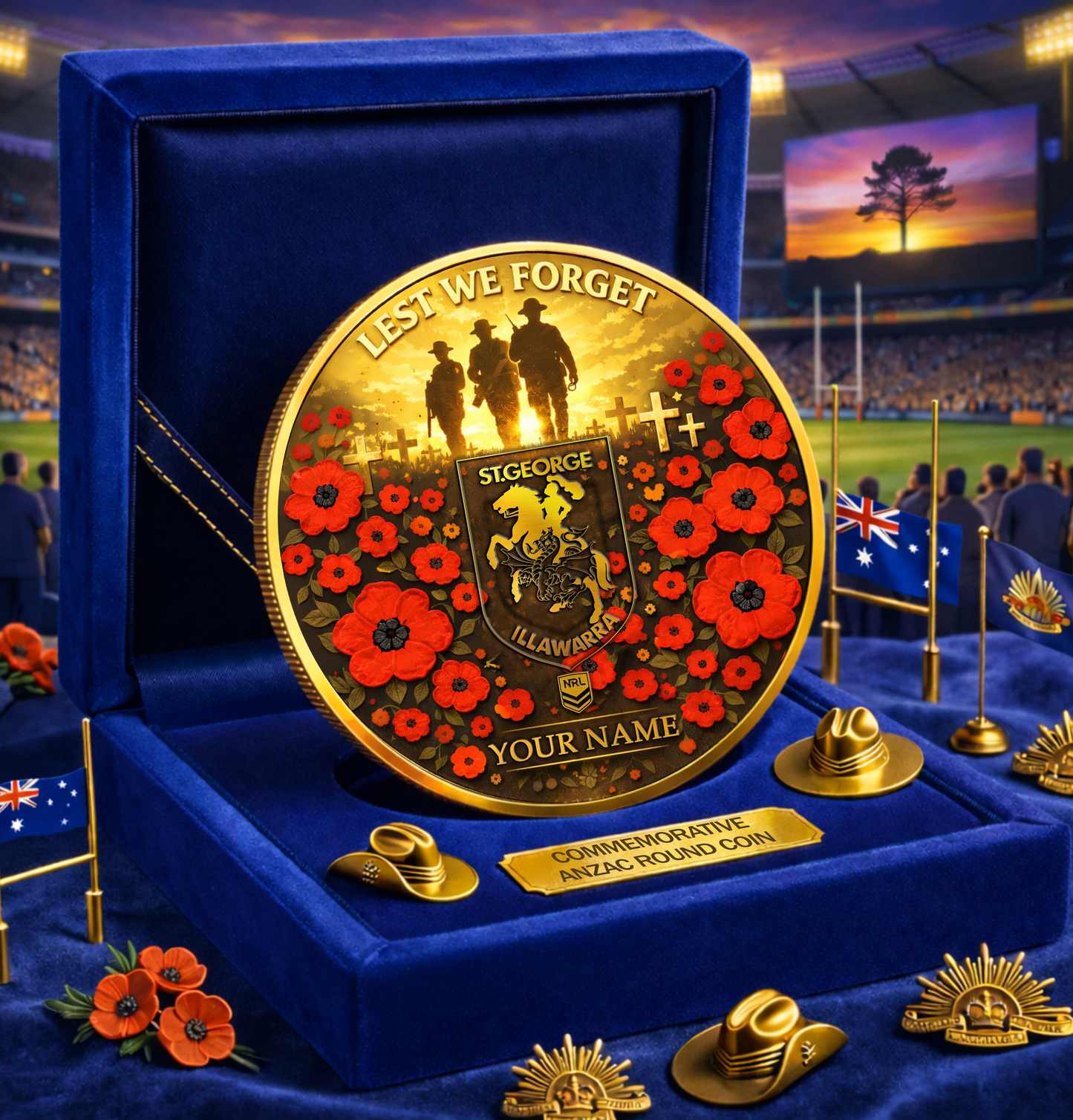 PREMIUM NRL X SGID Anzac Day 2026 Commemorative Coin Custom Name Limited Edition NDT VHM 160326