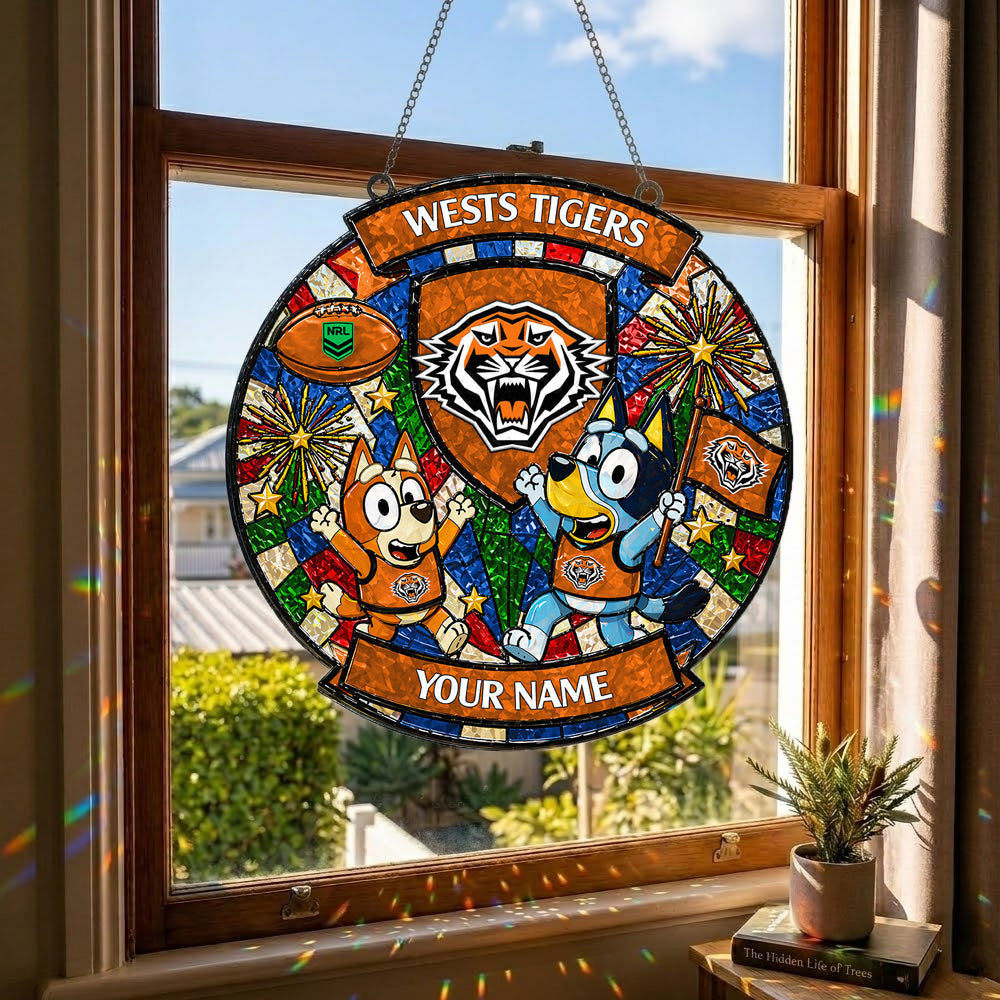 PREMIUM NRL X WT Bluey Suncatcher Custom  Name  Limited Edition NDT NTN 230426
