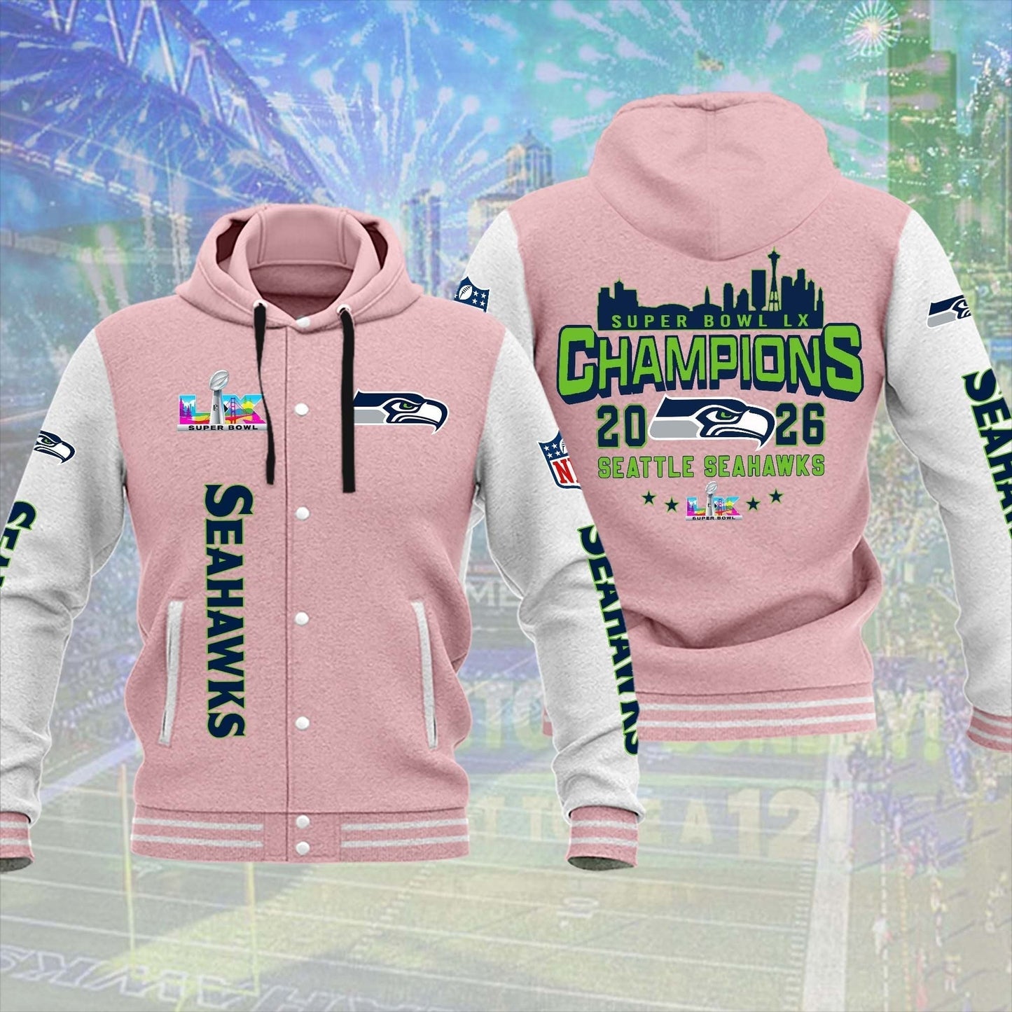 PREMIUM NFL X SEA CHAMPION SUPER BOWL Baseball Jacket  NDT NHM 090226