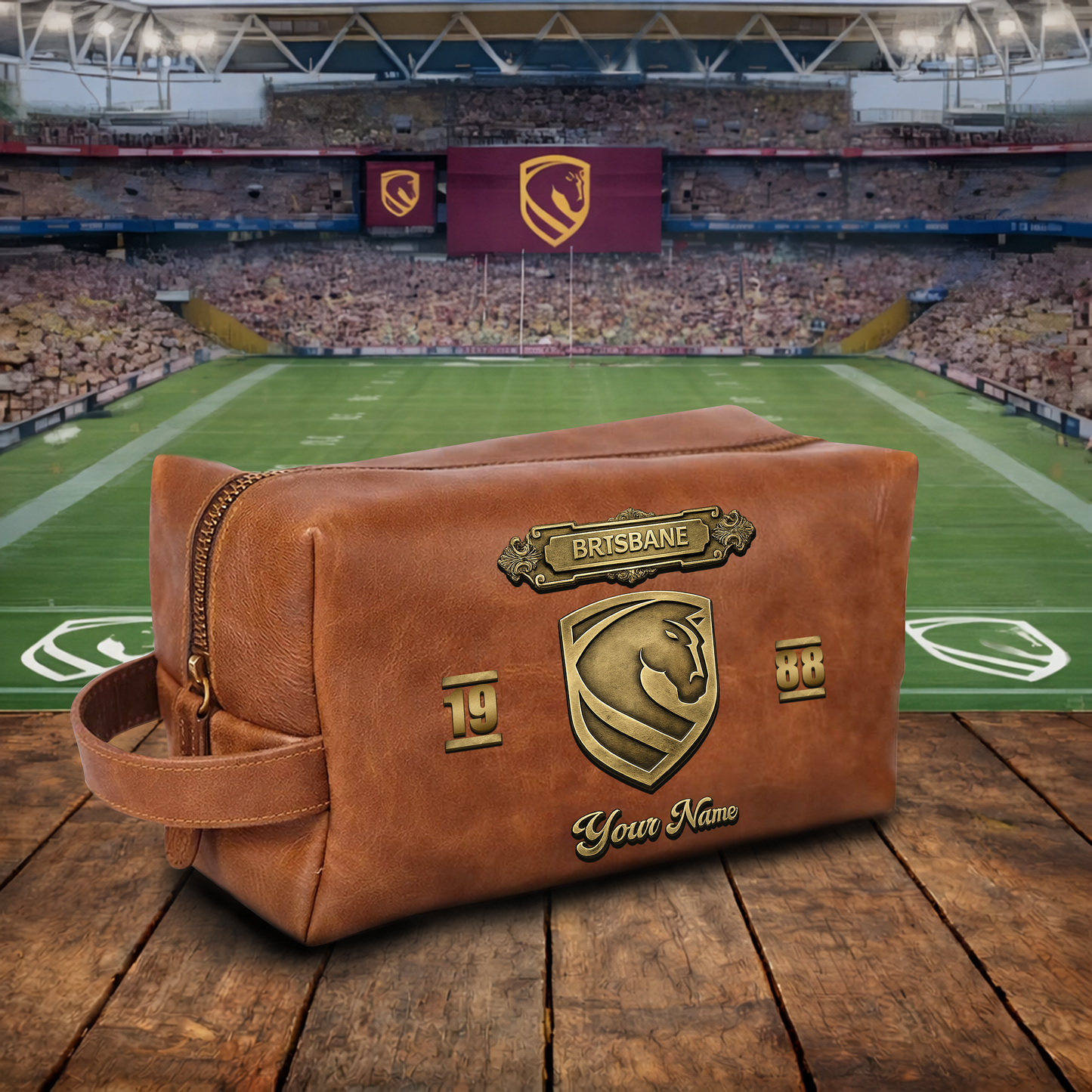 PREMIUM NRL  X BB 3D EMBOSSED LEATHER TOILETRY BAG Limited Edition NDT VHM
