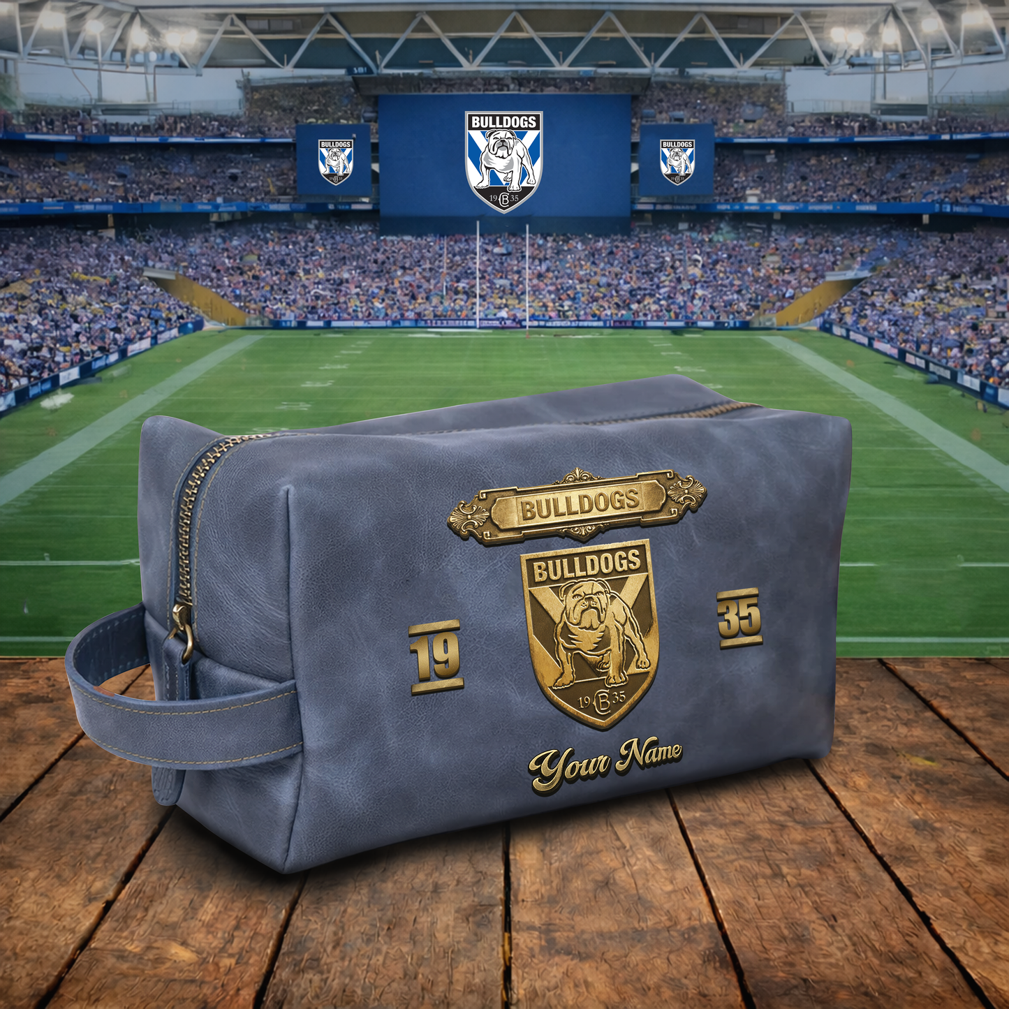 PREMIUM NRL  X CBB 3D EMBOSSED LEATHER TOILETRY BAG Limited Edition NDT VHM
