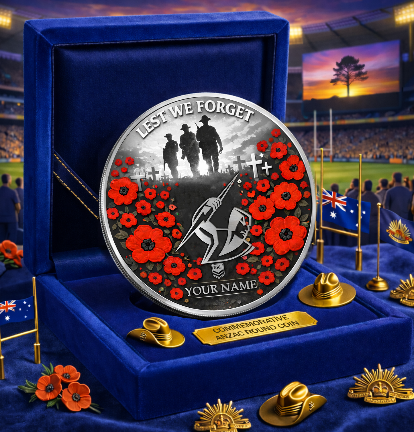 PREMIUM NRL X MS Anzac Day 2026 Commemorative Coin Custom Name Limited Edition NDT VHM 160326