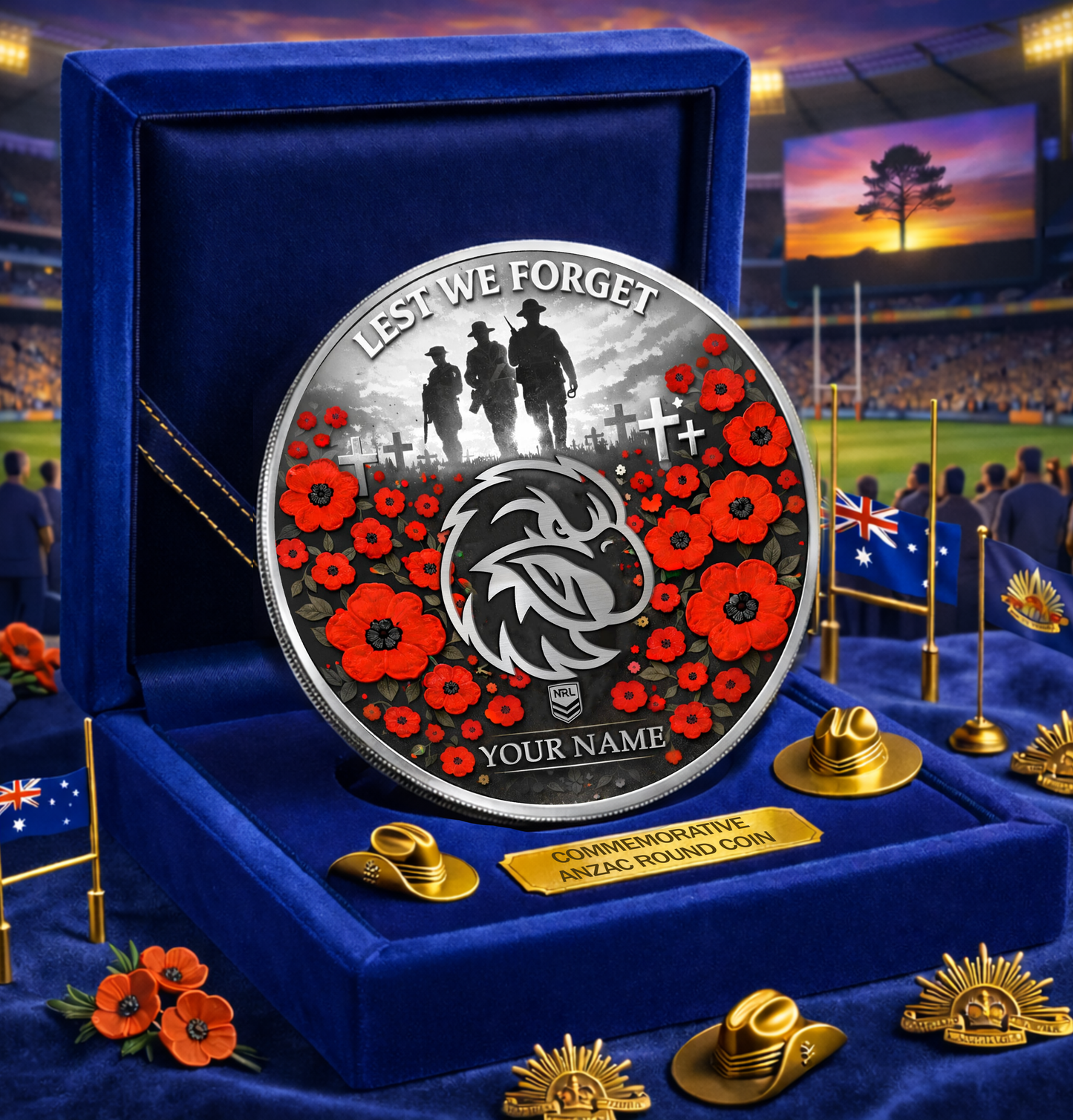PREMIUM NRL X MWSE Anzac Day 2026 Commemorative Coin Custom Name Limited Edition NDT VHM 160326