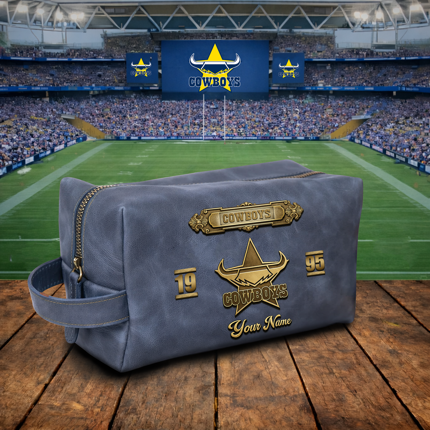 PREMIUM NRL  X NQC 3D EMBOSSED LEATHER TOILETRY BAG Limited Edition NDT VHM