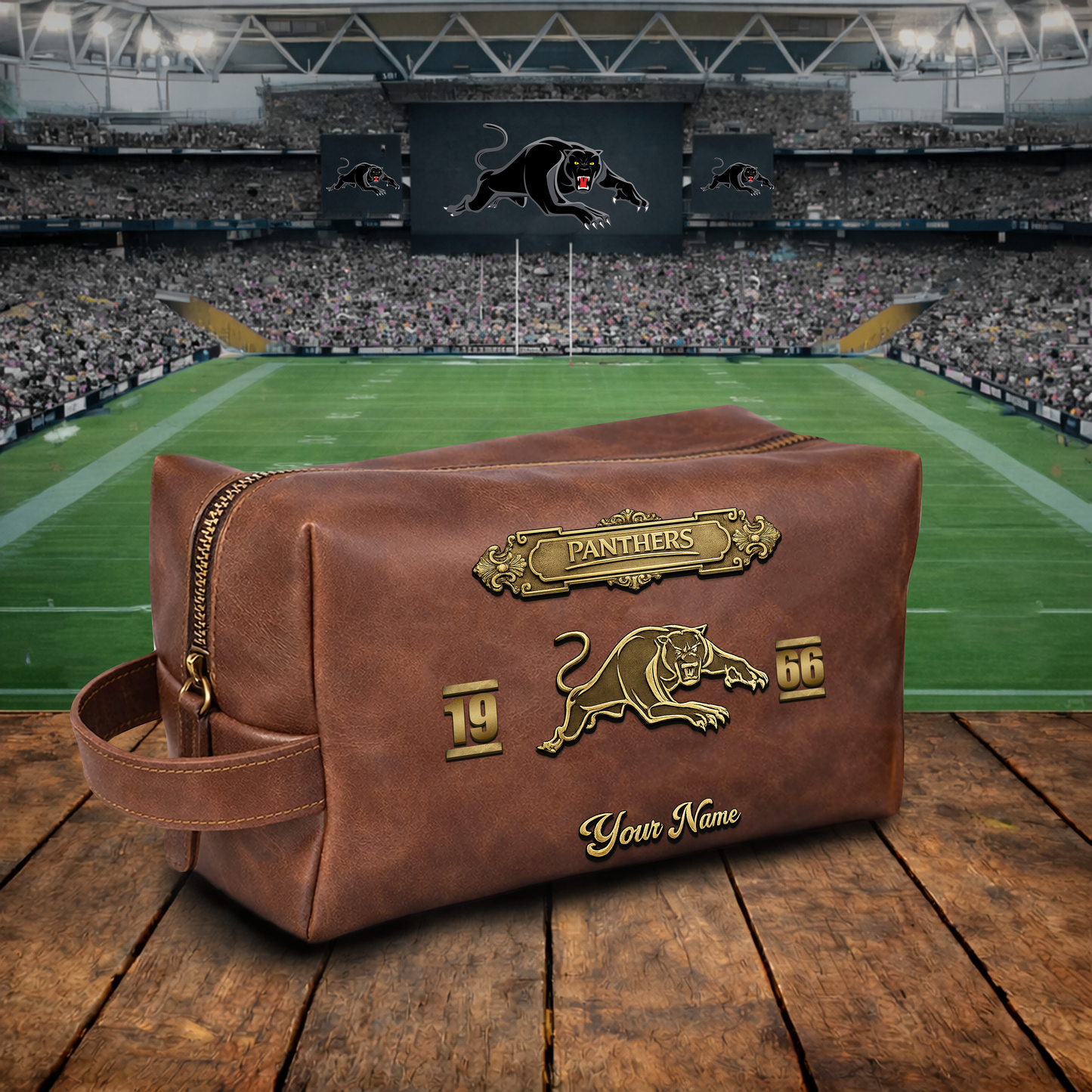 PREMIUM NRL  X PE 3D EMBOSSED LEATHER TOILETRY BAG Limited Edition NDT VHM