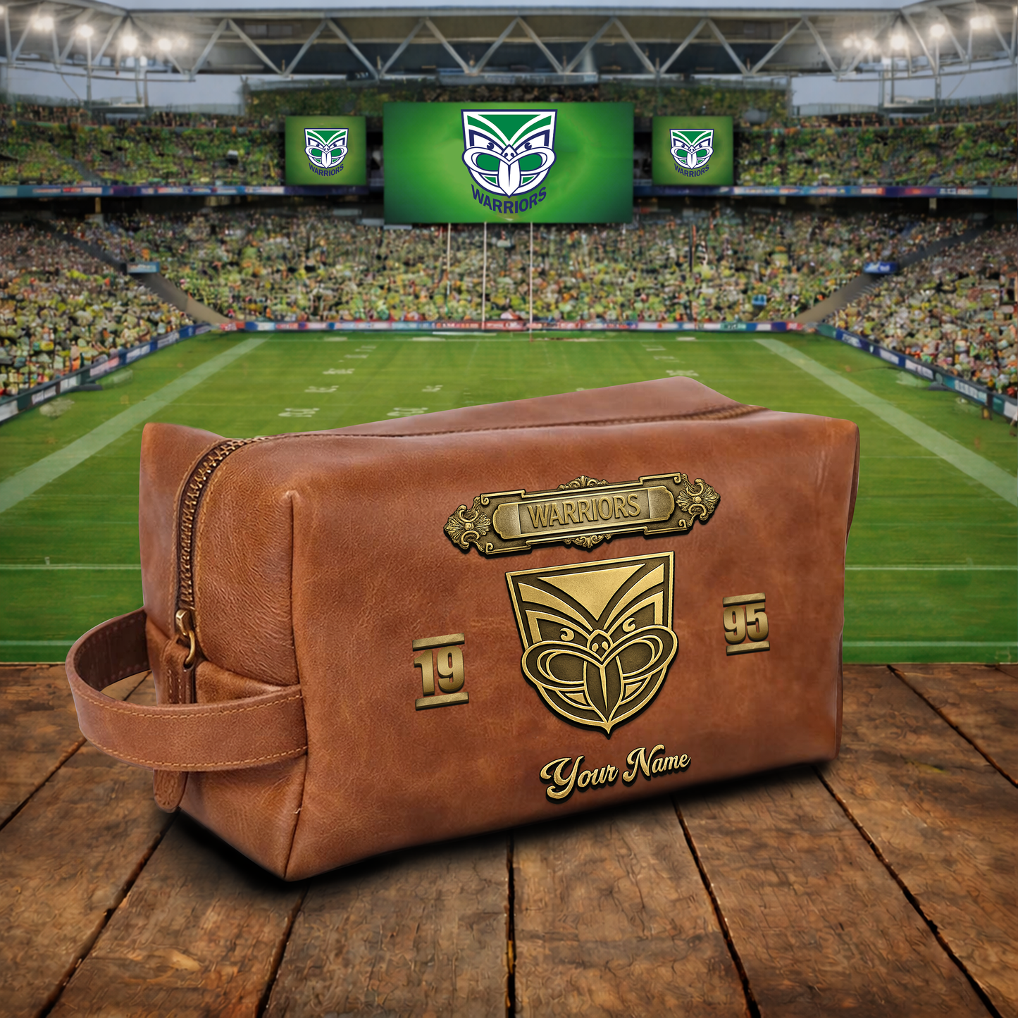 PREMIUM NRL  X WAR 3D EMBOSSED LEATHER TOILETRY BAG Limited Edition NDT VHM