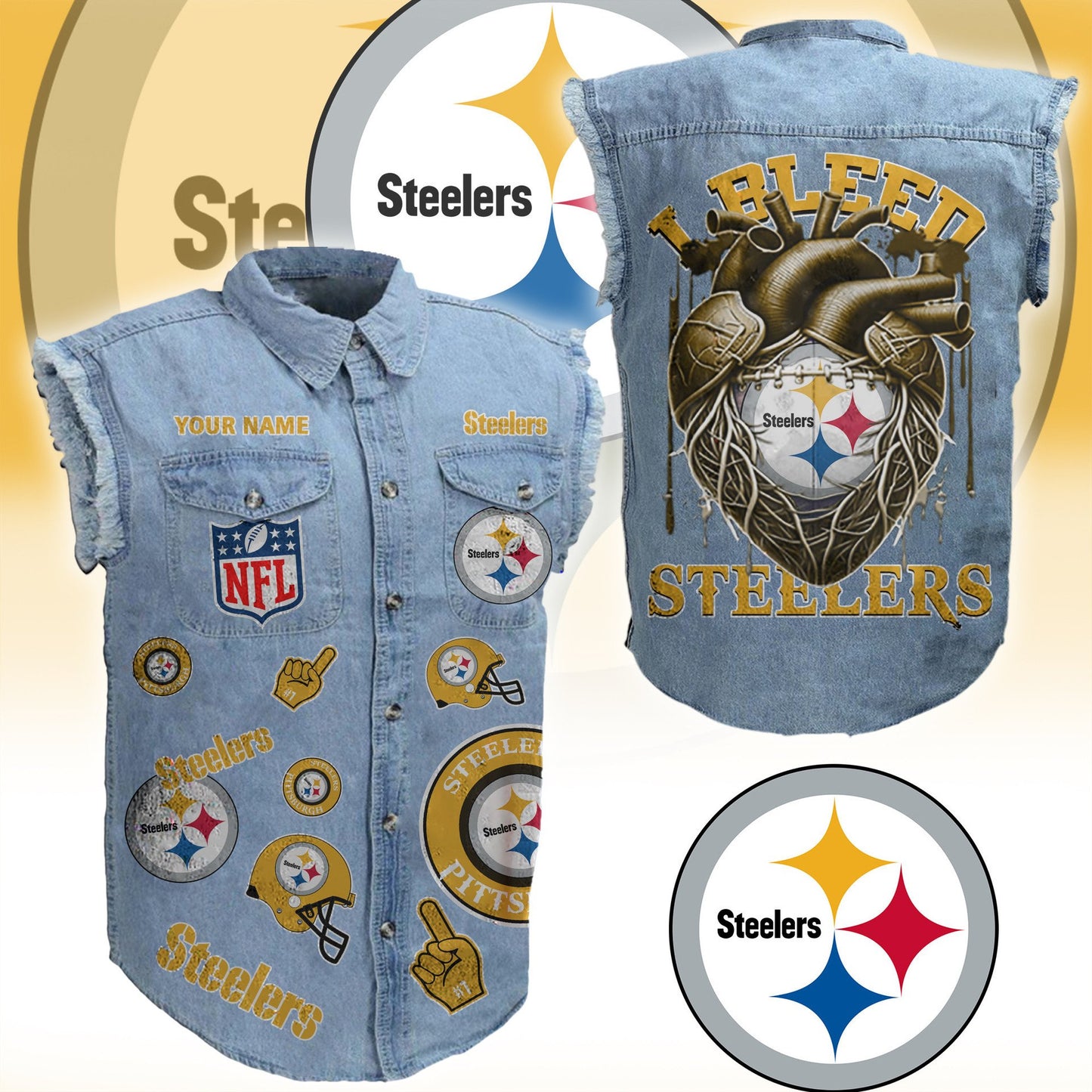 PS NFL Personalize Sleeveless Denim Jacket For Fan DDT CTND