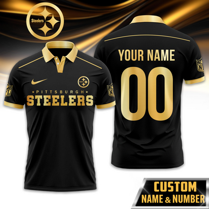 PS Premium NFL Black And Gold Custom Polo DDT CTND