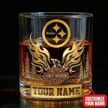 PS Premium NFL Motorcycle Personalized Whiskey Glass DDT NTL