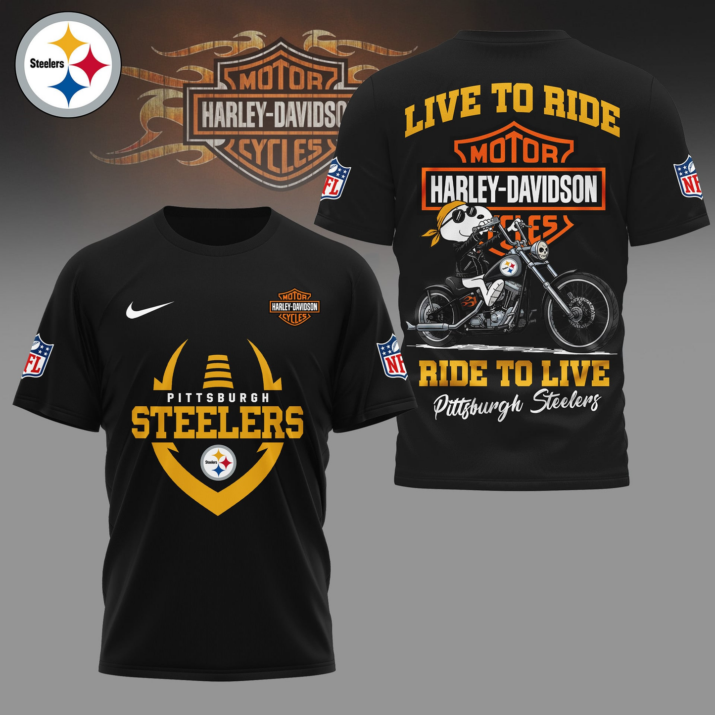 PS Premium NFL Snoopy Motorcycle 3D Shirt DDT CTND