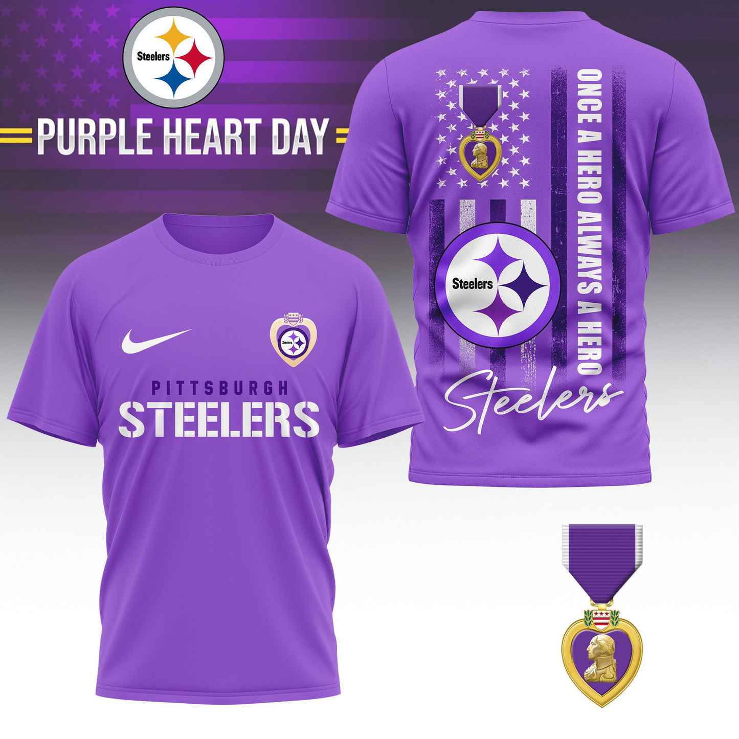 PS Premium National Purple Hear Day 3D Shirt  300626