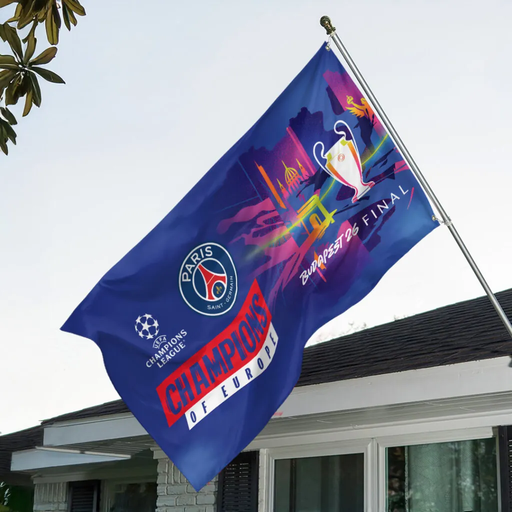 PSG 2526 Champions League Champions 3D Double-side House Flag V4 0106 DatND DVT