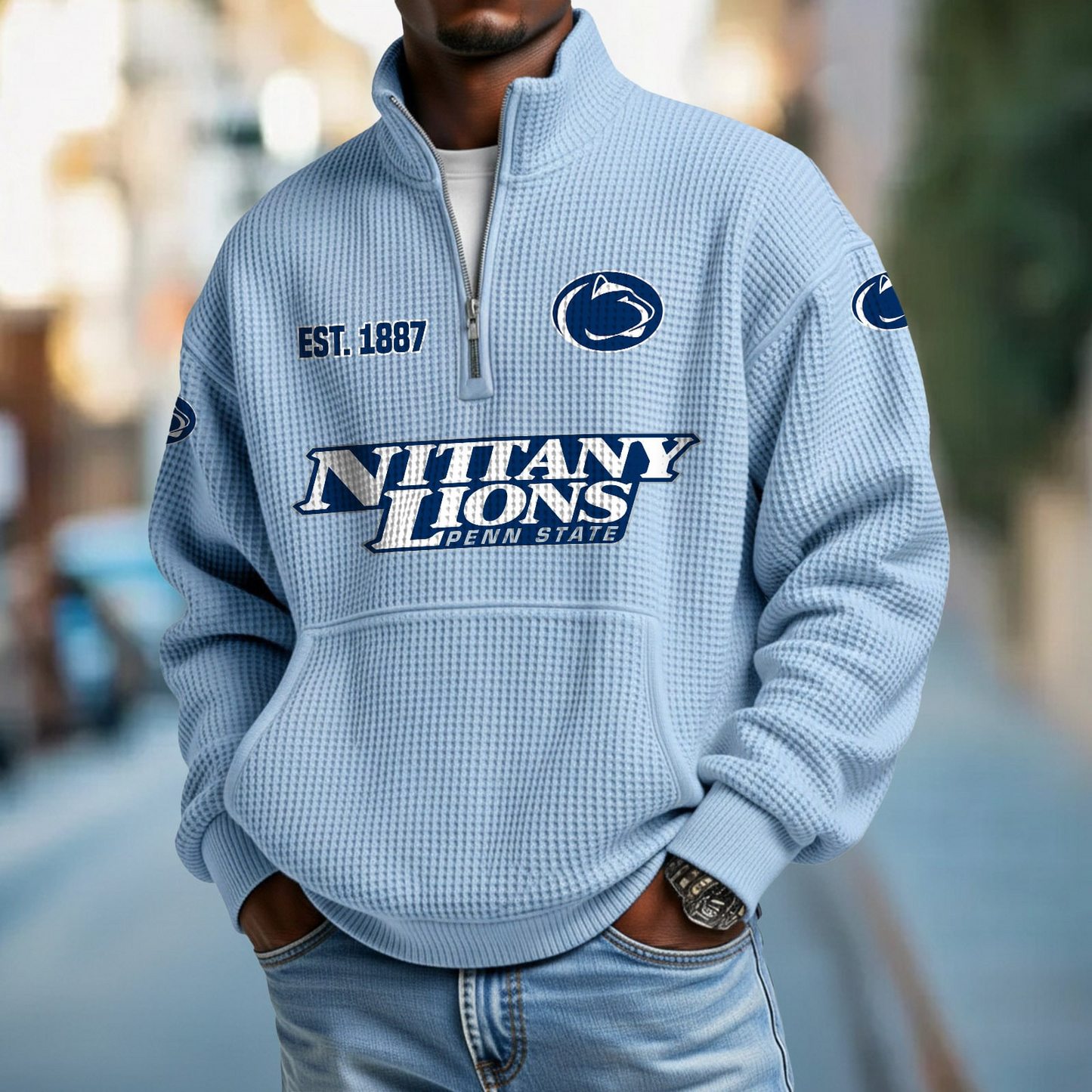 PSU x College Football - Waffle Stand Collar Half Zip Sweatshirt DatND DVT