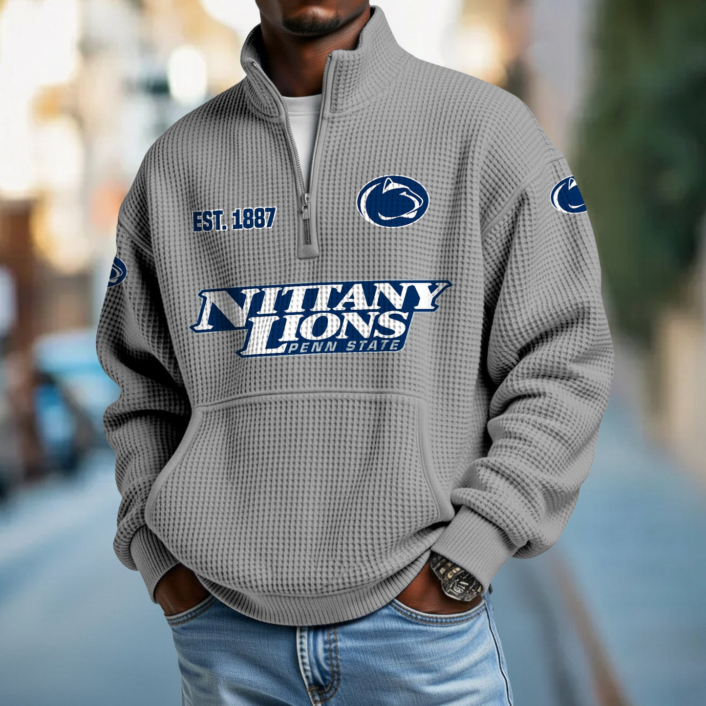 PSU x College Football - Waffle Stand Collar Half Zip Sweatshirt DatND DVT