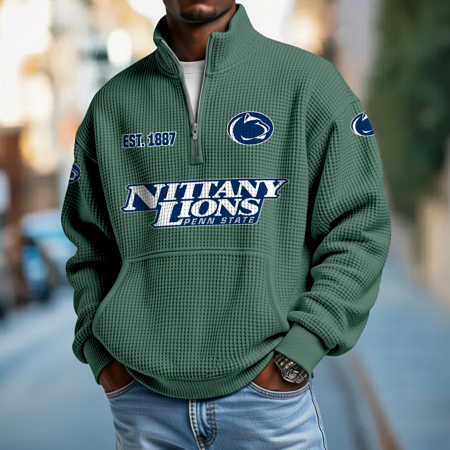 PSU x College Football - Waffle Stand Collar Half Zip Sweatshirt DatND DVT