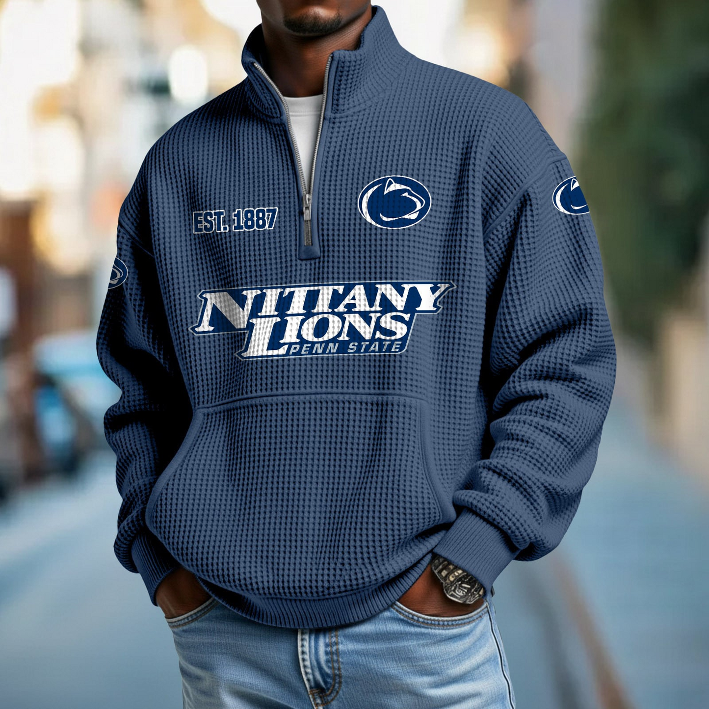 PSU x College Football - Waffle Stand Collar Half Zip Sweatshirt DatND DVT