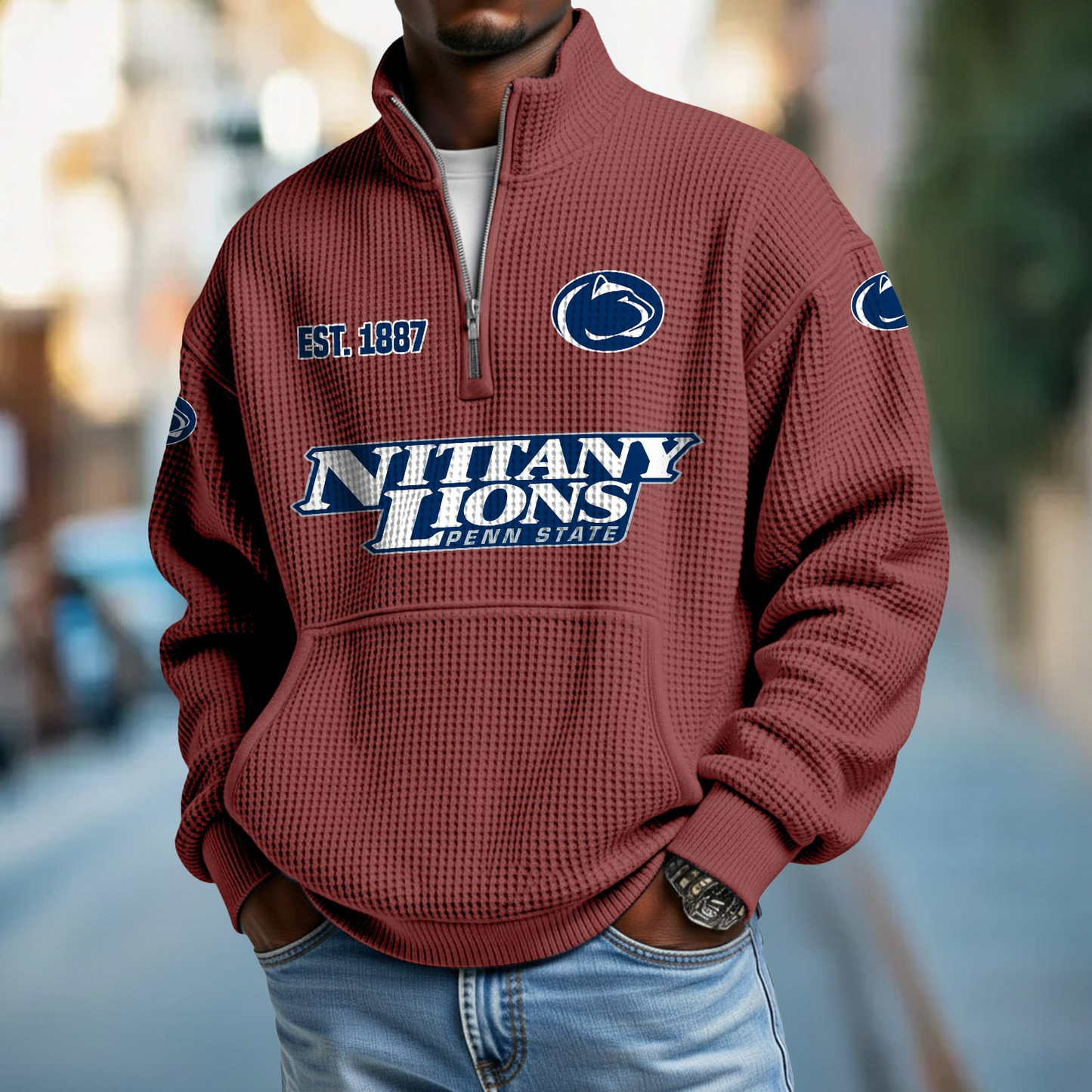 PSU x College Football - Waffle Stand Collar Half Zip Sweatshirt DatND DVT