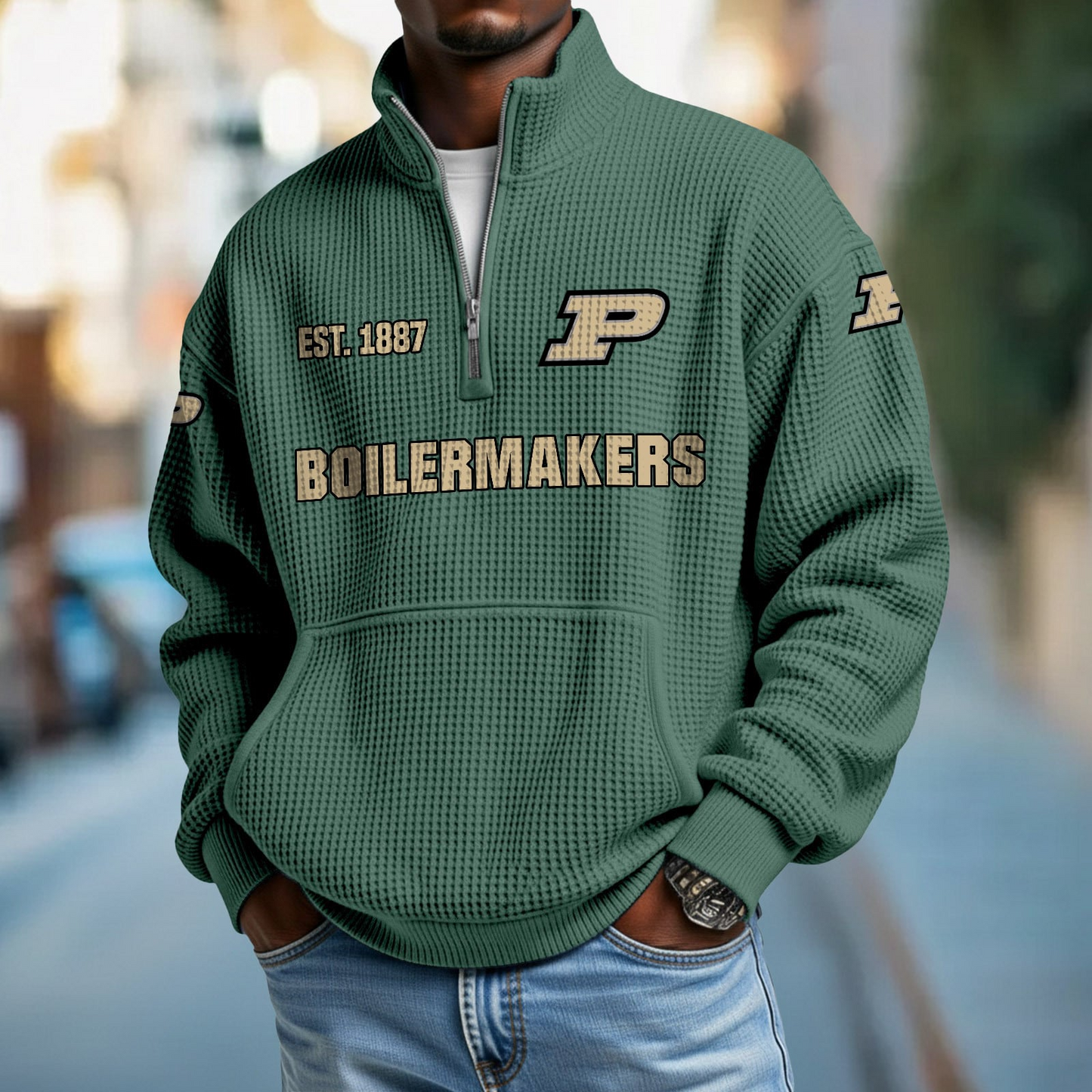 PUR x College Football - Waffle Stand Collar Half Zip Sweatshirt DatND DVT