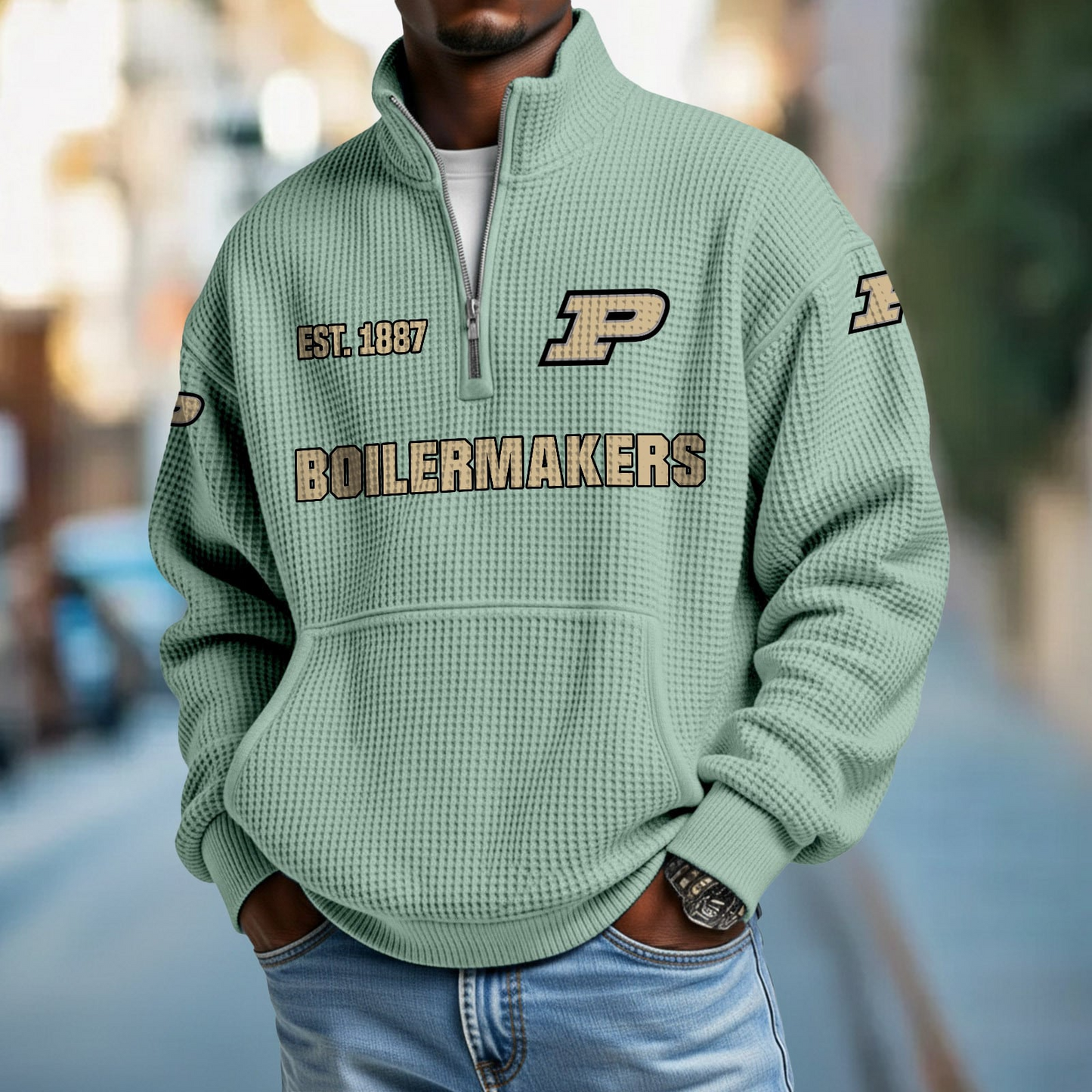 PUR x College Football - Waffle Stand Collar Half Zip Sweatshirt DatND DVT
