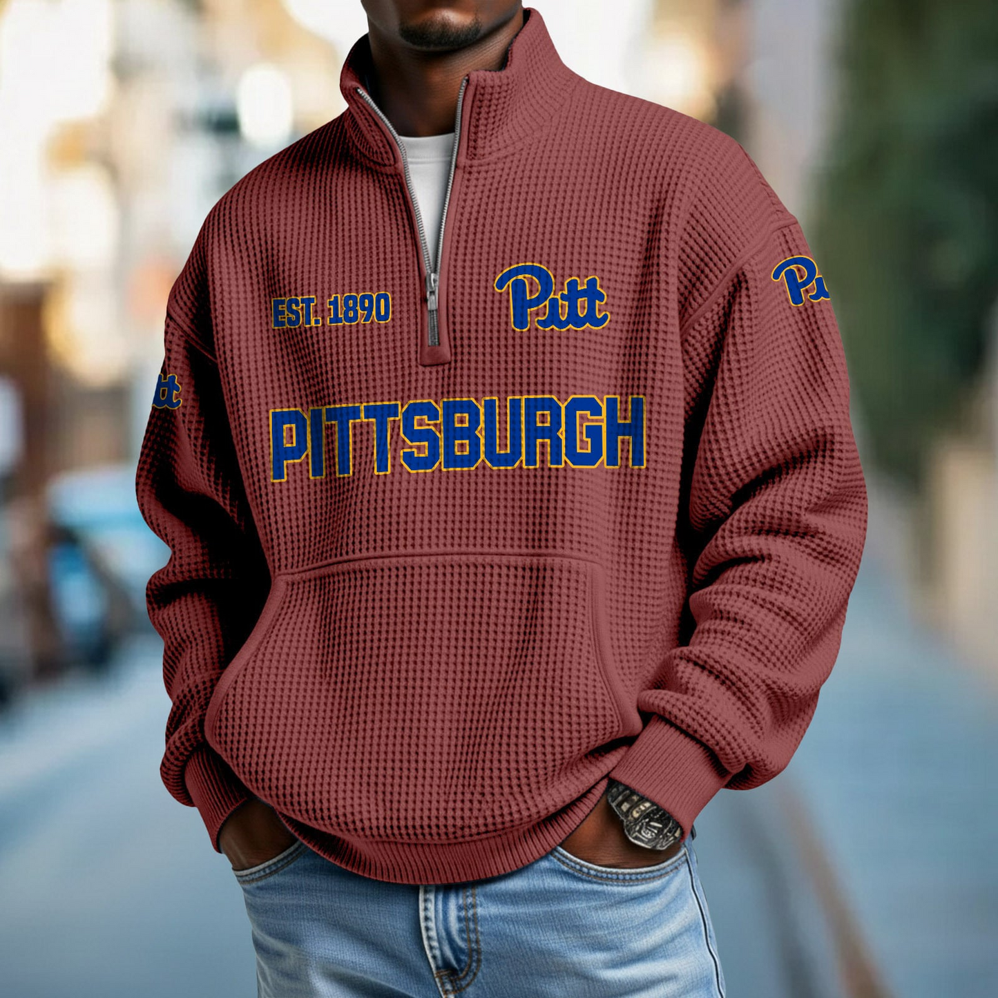 PUR x College Football - Waffle Stand Collar Half Zip Sweatshirt DatND DVT