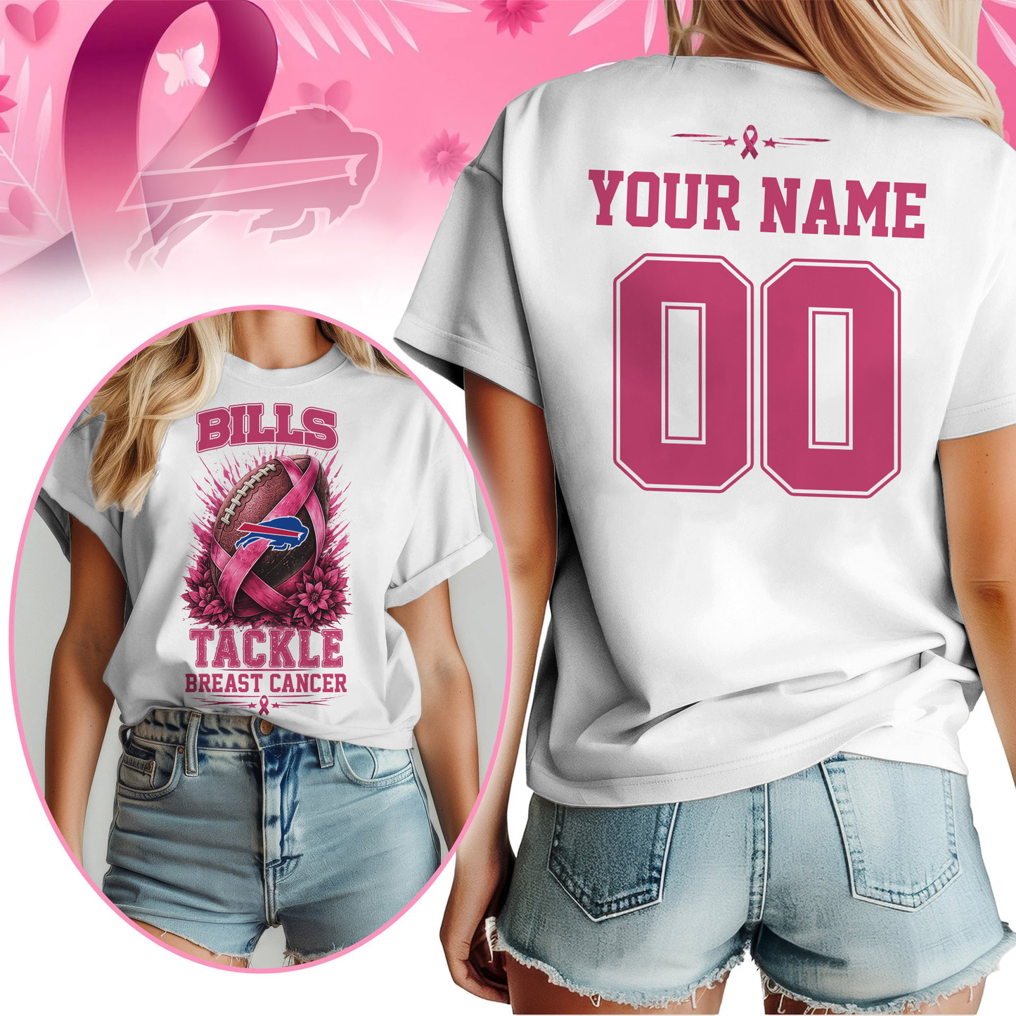 Personalized BB x NFL Premium Tackle Breast Cancer Shirt