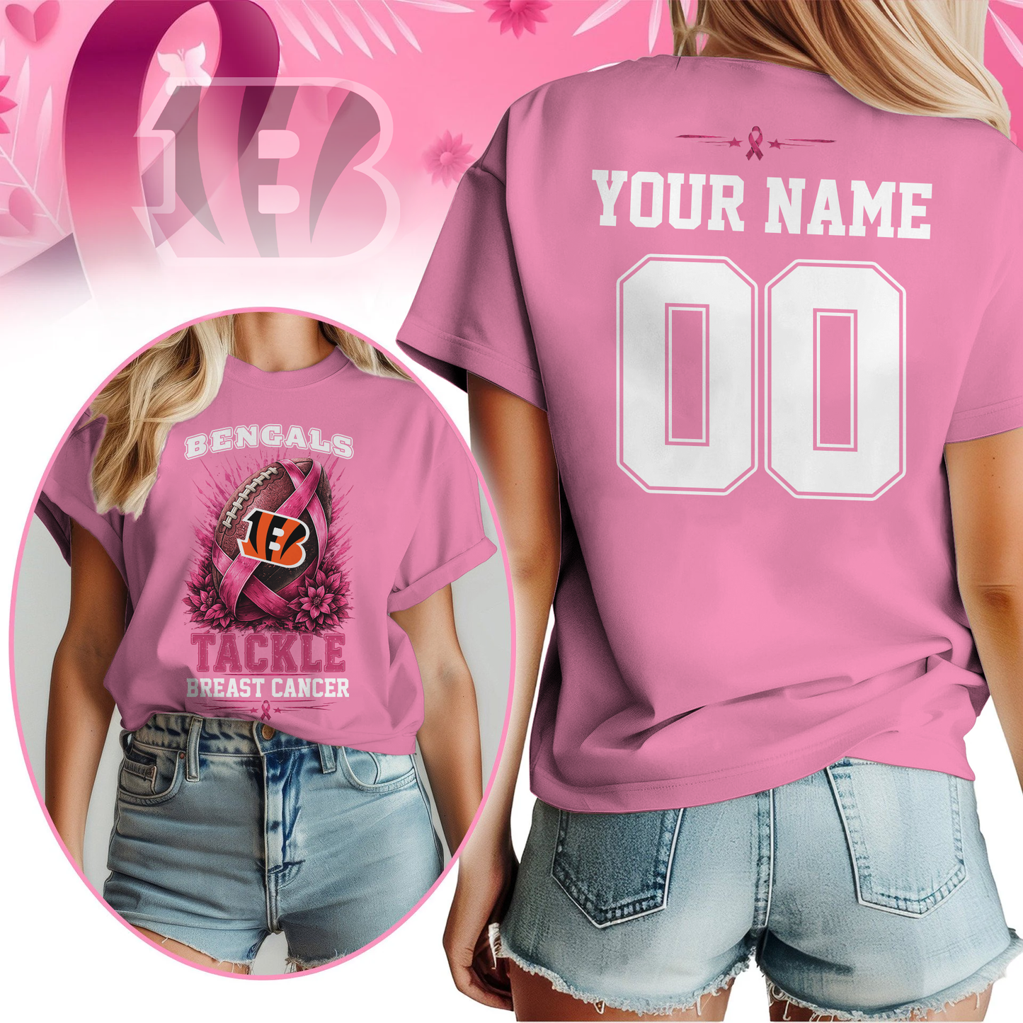 Personalized CIN x NFL Premium Tackle Breast Cancer Shirt