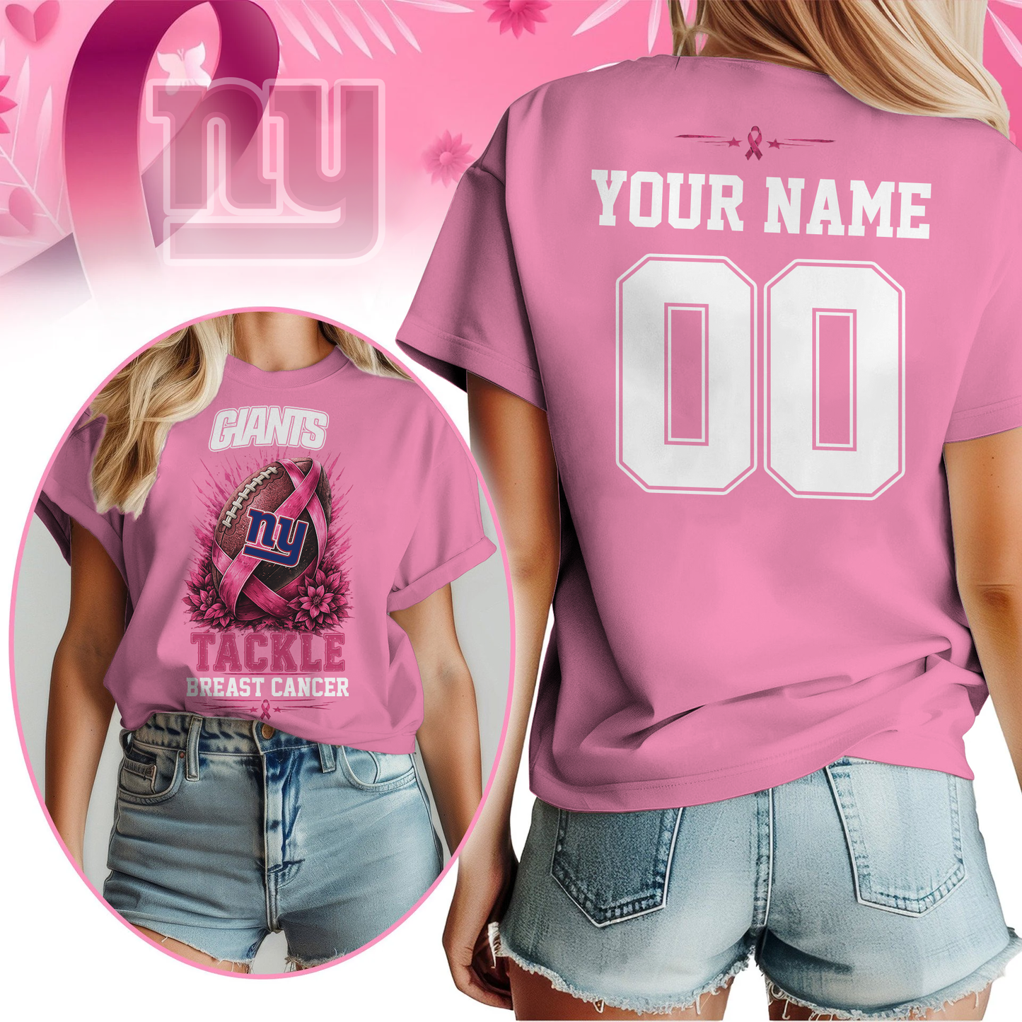 Personalized NYG x NFL Premium Tackle Breast Cancer Shirt