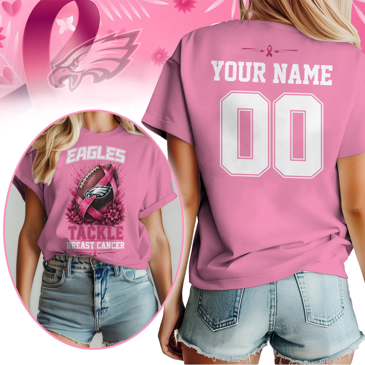 Personalized PE x NFL Premium Tackle Breast Cancer Shirt