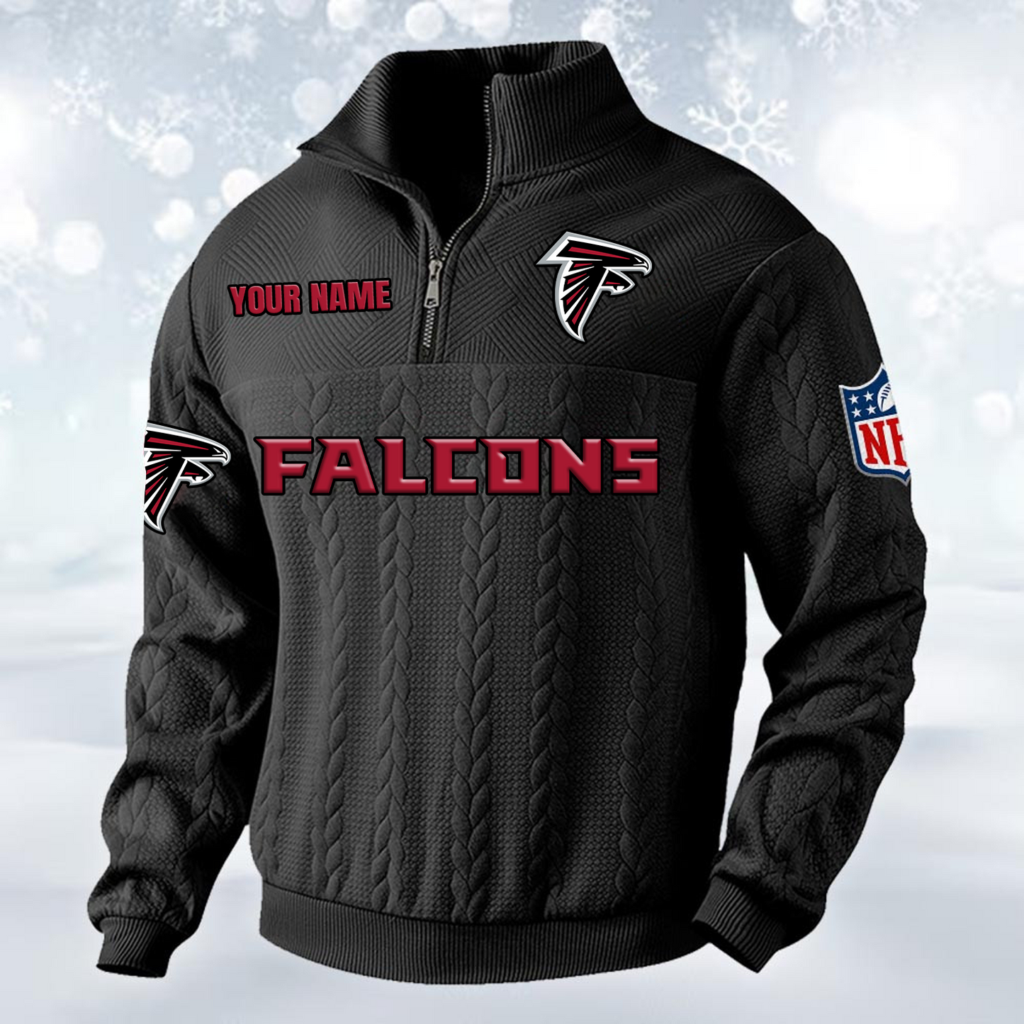 Premium ATL x NFL Cable Knit Quarter-Zip DATND TANTD