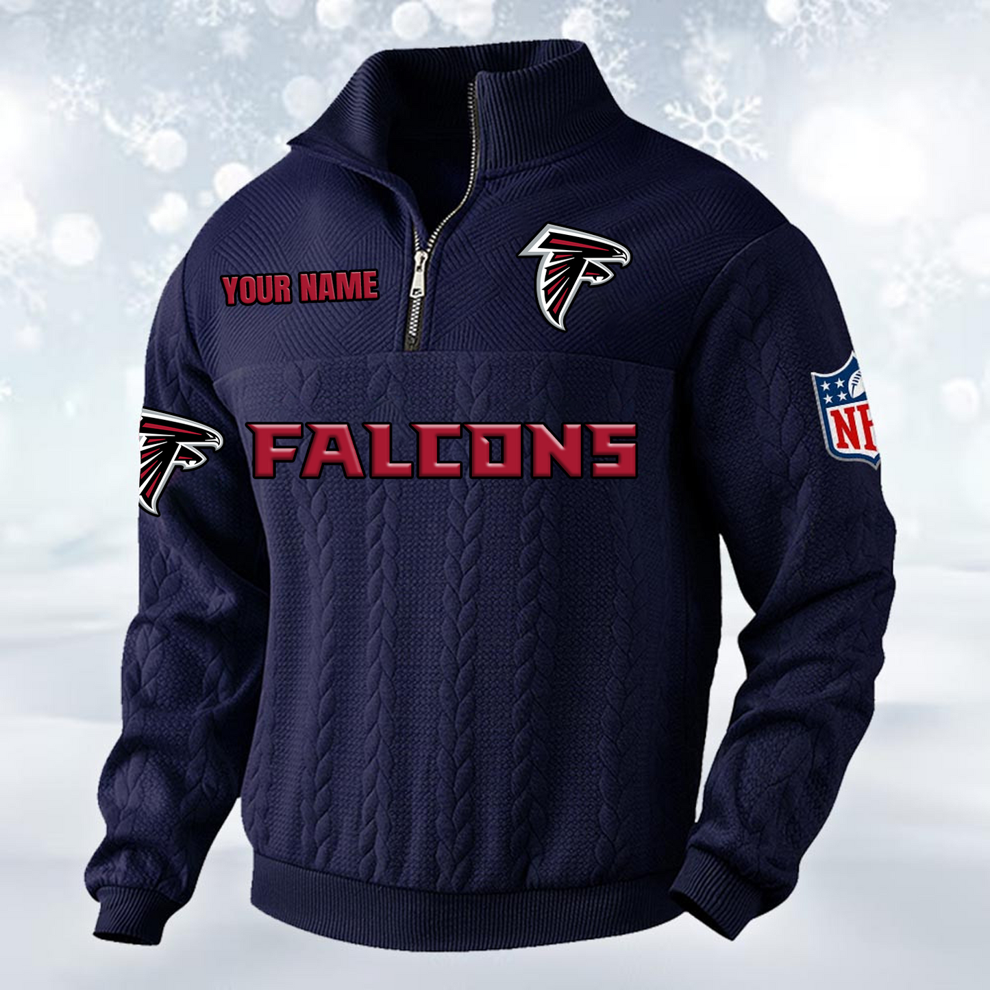 Premium ATL x NFL Cable Knit Quarter-Zip DATND TANTD