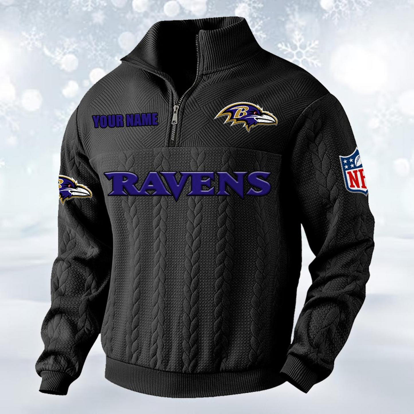Premium BAL x NFL Cable Knit Quarter-Zip DATND TANTD